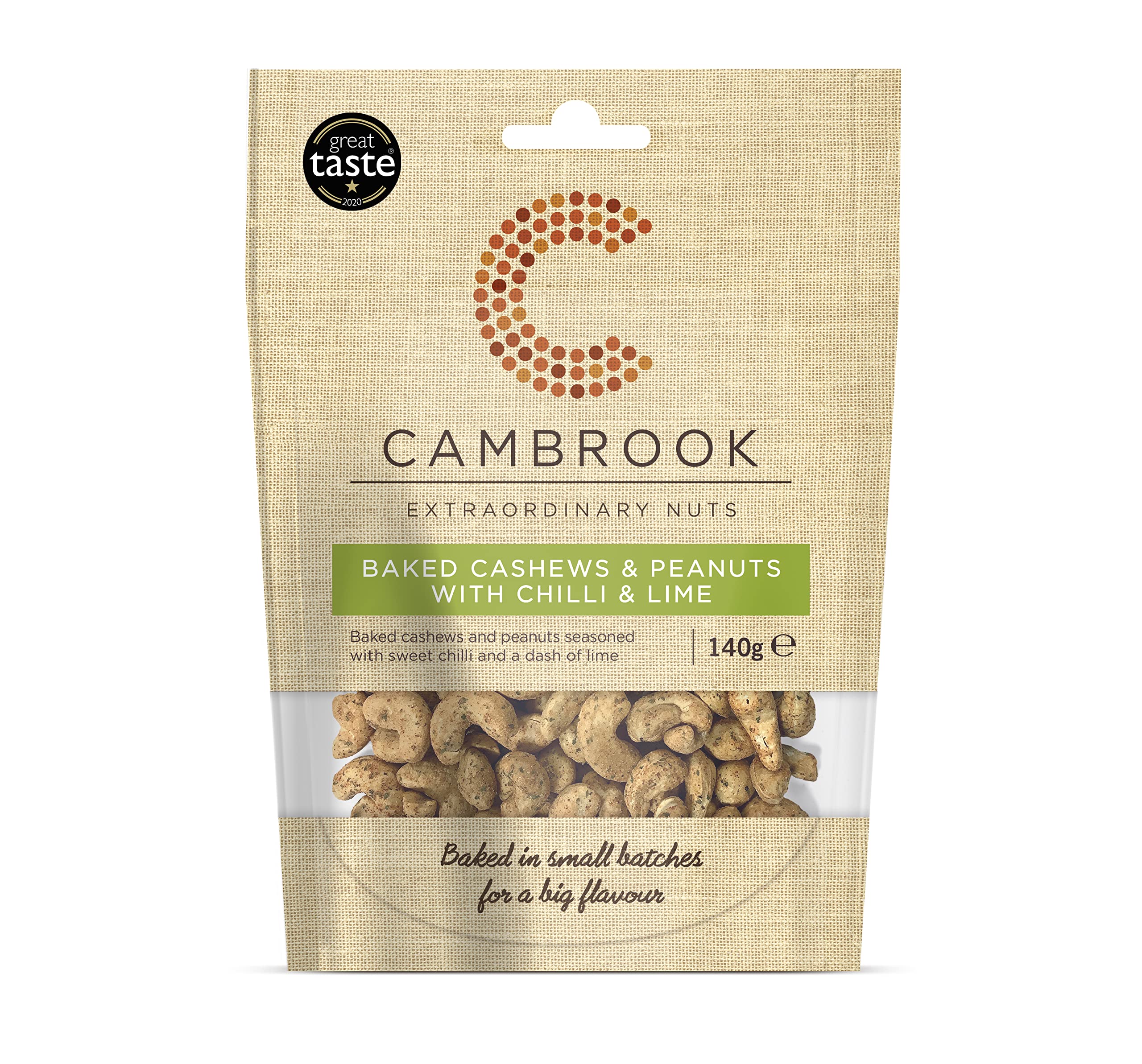 Cambrook Baked Cashews & Peanuts with Chilli & Lime - 140g Bag
