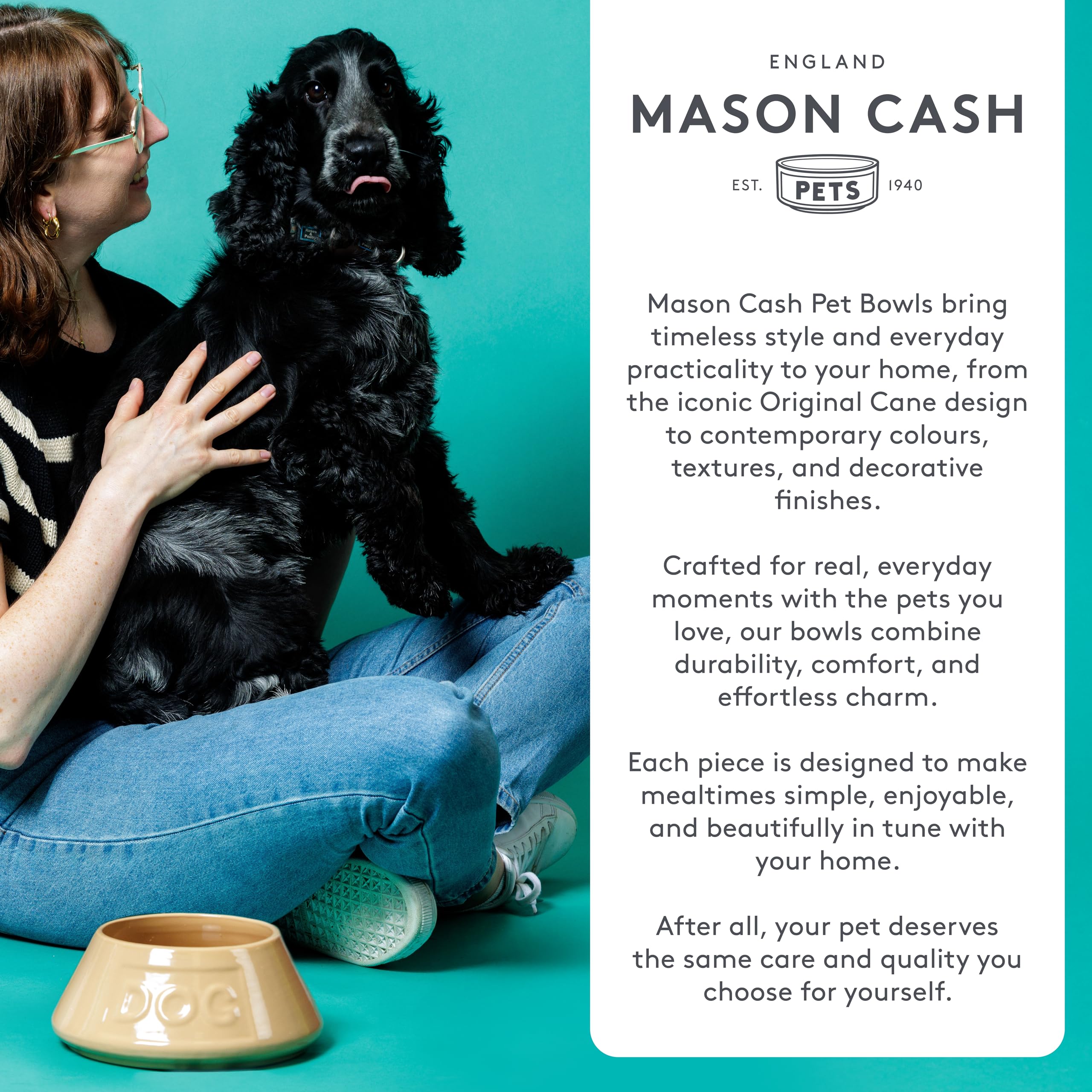Mason Cash Cane Collection 13 cm Stoneware Cat Bowl - Durable & Stable | 400ml Capacity 4