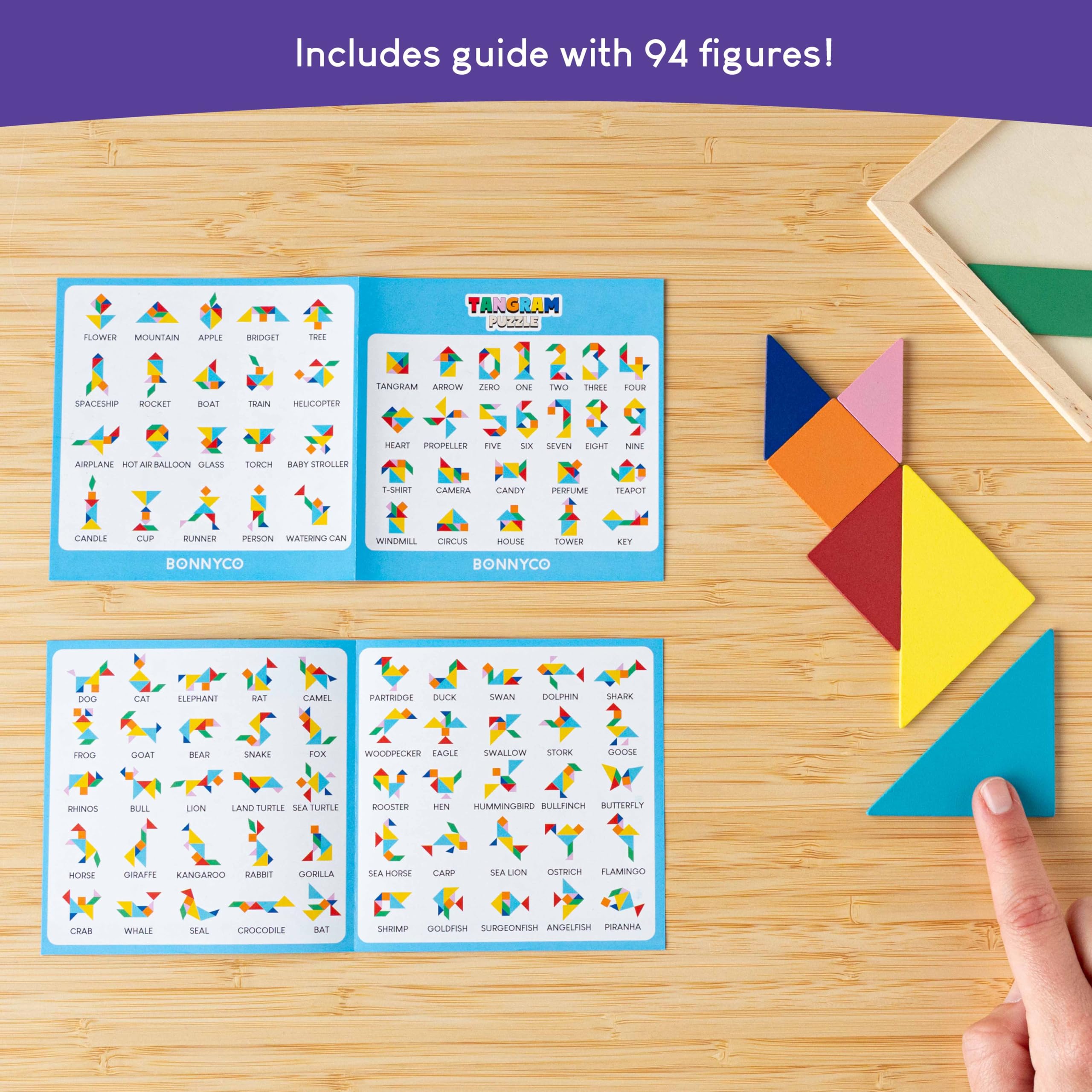 BONNYCO Tangram Puzzles - 30 Pack | Unisex Kids Party Favours | Wooden Educational Toy 5