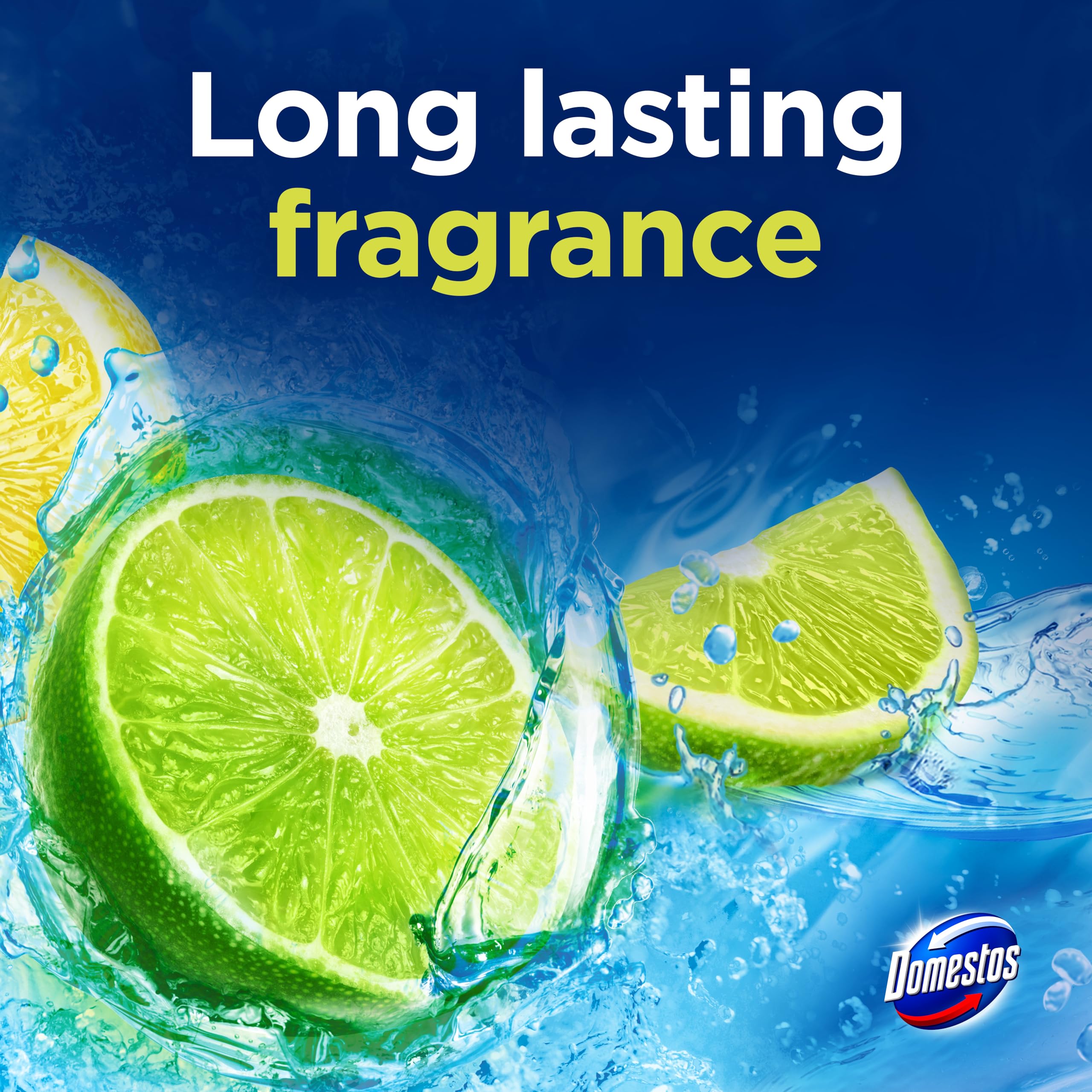 Domestos Power 5 Lime Toilet Rim Blocks 2x 50 g - Long-Lasting Toilet Freshener with Limescale Prevention 5