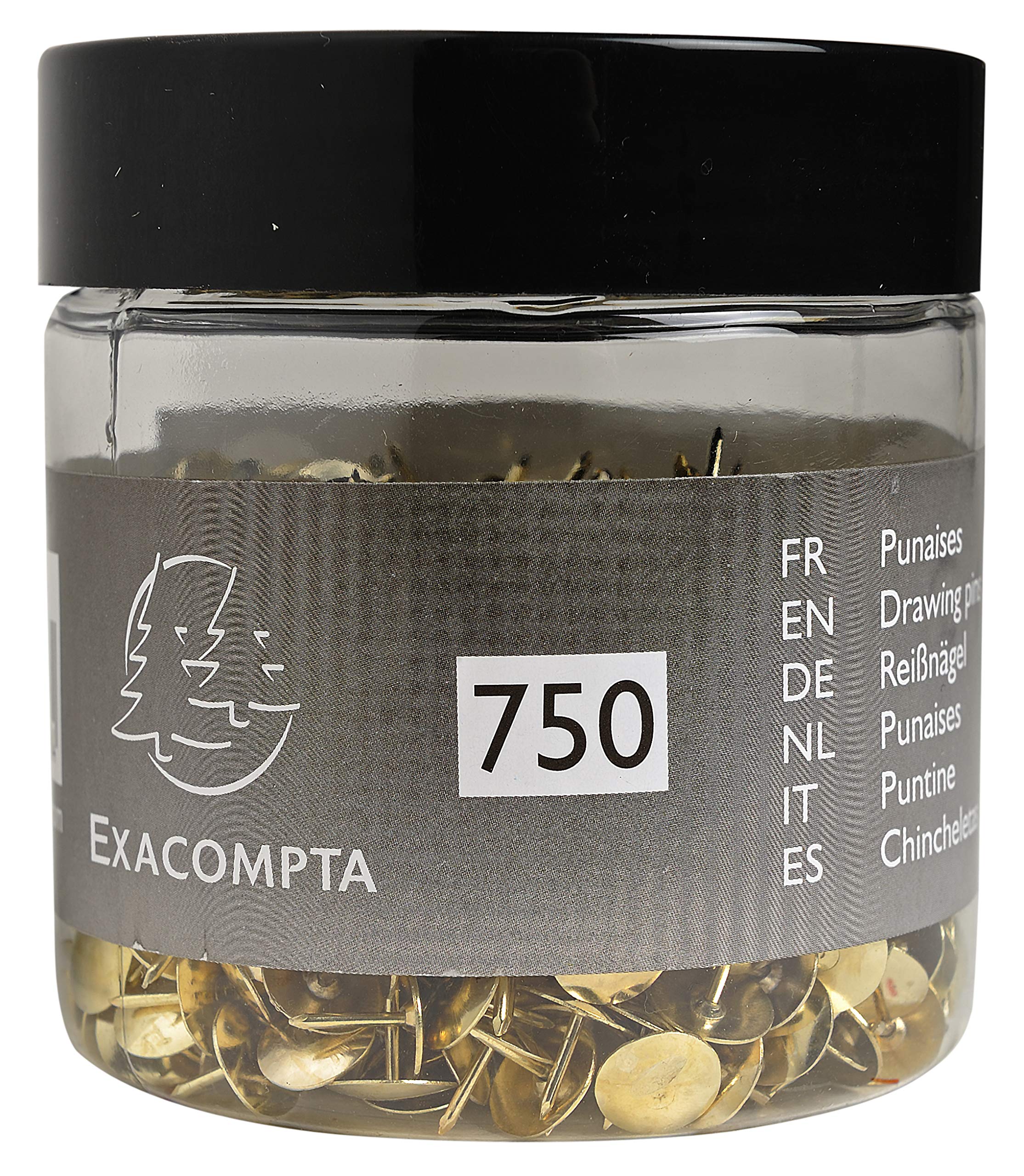 Exacompta Brass Drawing Pins - 9mm Head Size | 750 Pack | Model 14768E