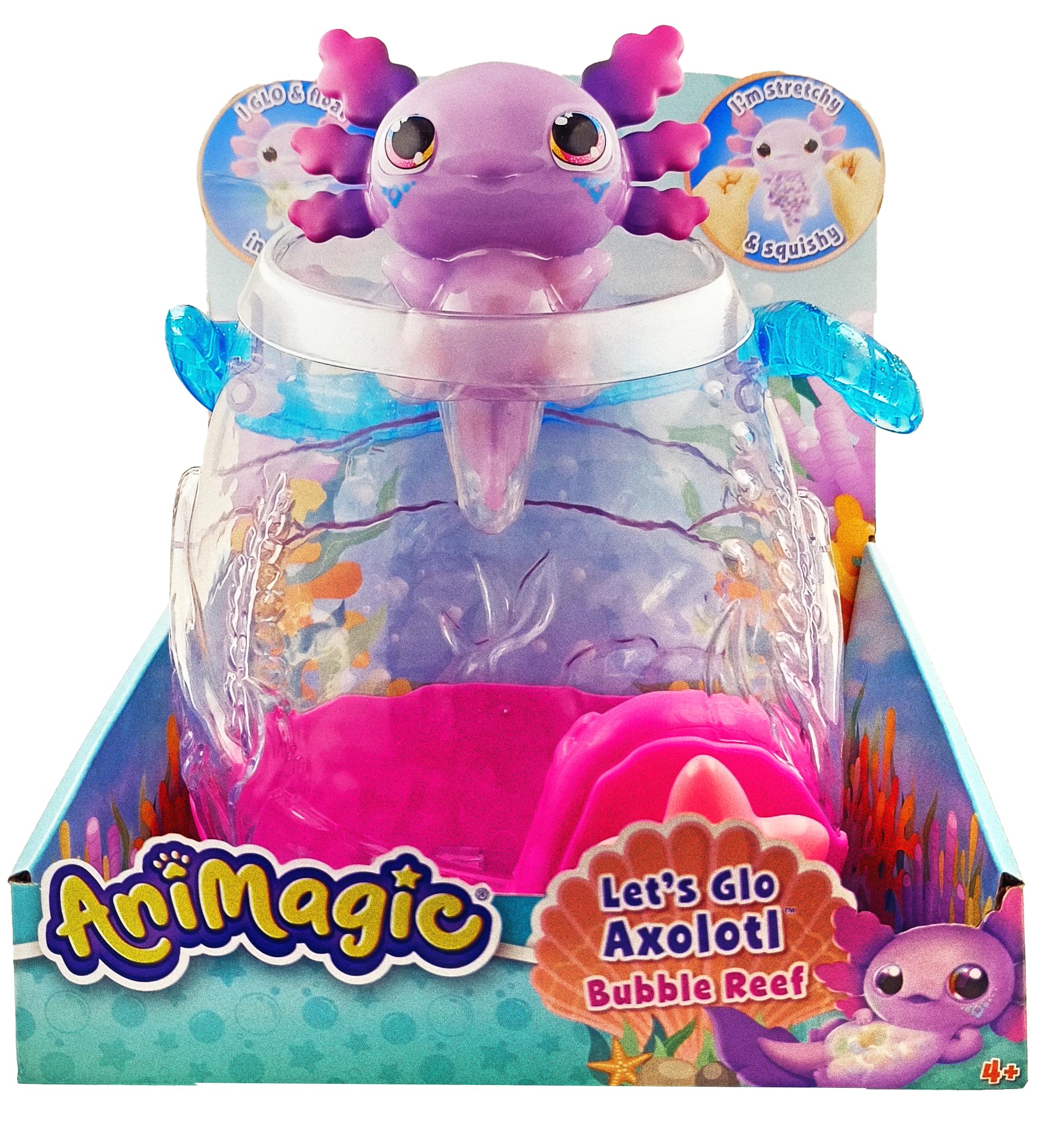 Animagic Let's Glo Axolotl Bubble Reef - Interactive Light-Up Electronic Aquarium Playset 1