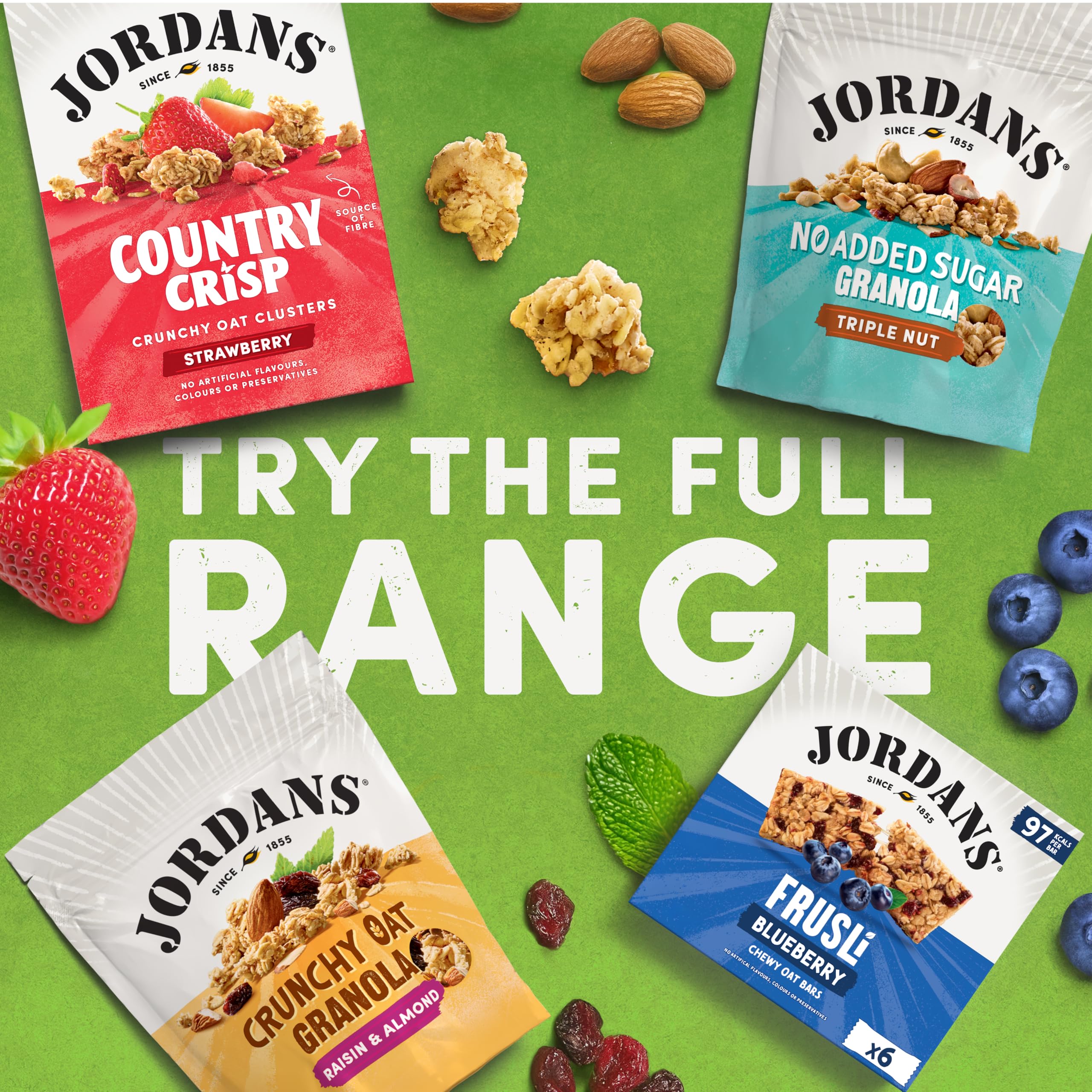 JORDANS Granola No Added Sugar Apple & Berries Cereal | 4 x 425g Multi-pack | High Fibre 6