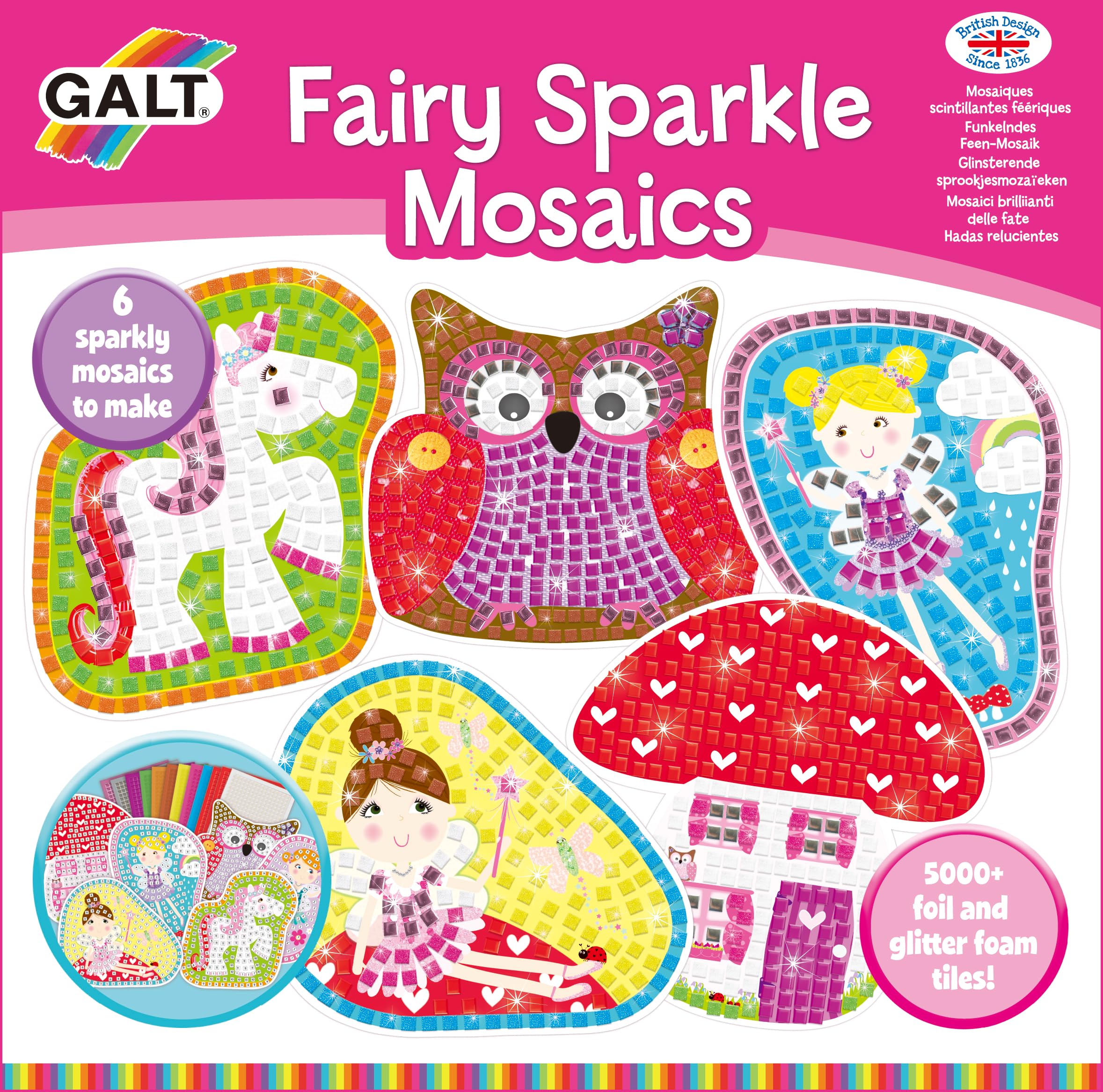 Galt Fairy Sparkle Mosaics Kids Craft Kit - 5000+ Glitter & Foil Tiles | Ages 5+ 1