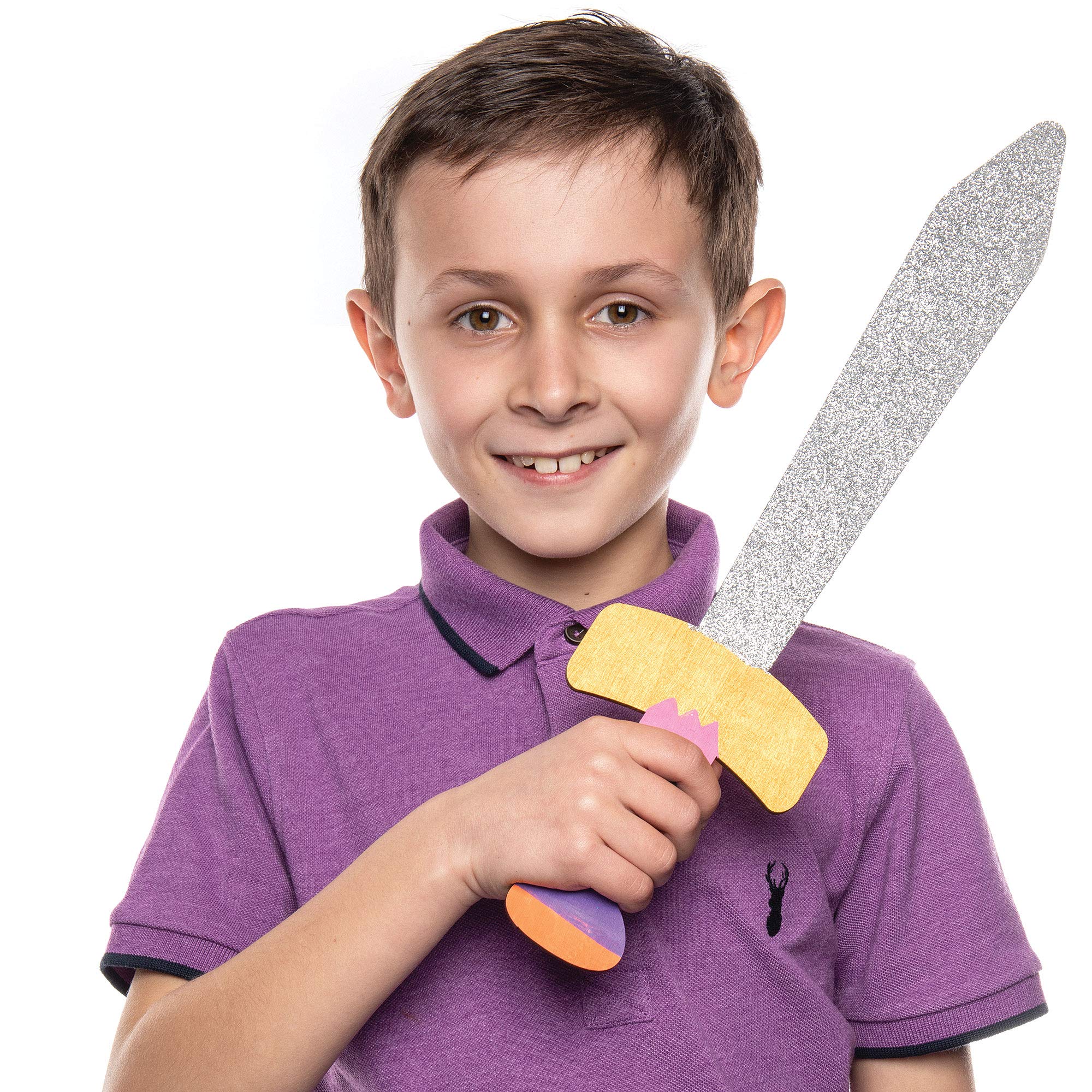 Baker Ross Wooden Swords for Kids to Paint - Pack of 4, Knight Wood Craft Kit | 15 Inch 3