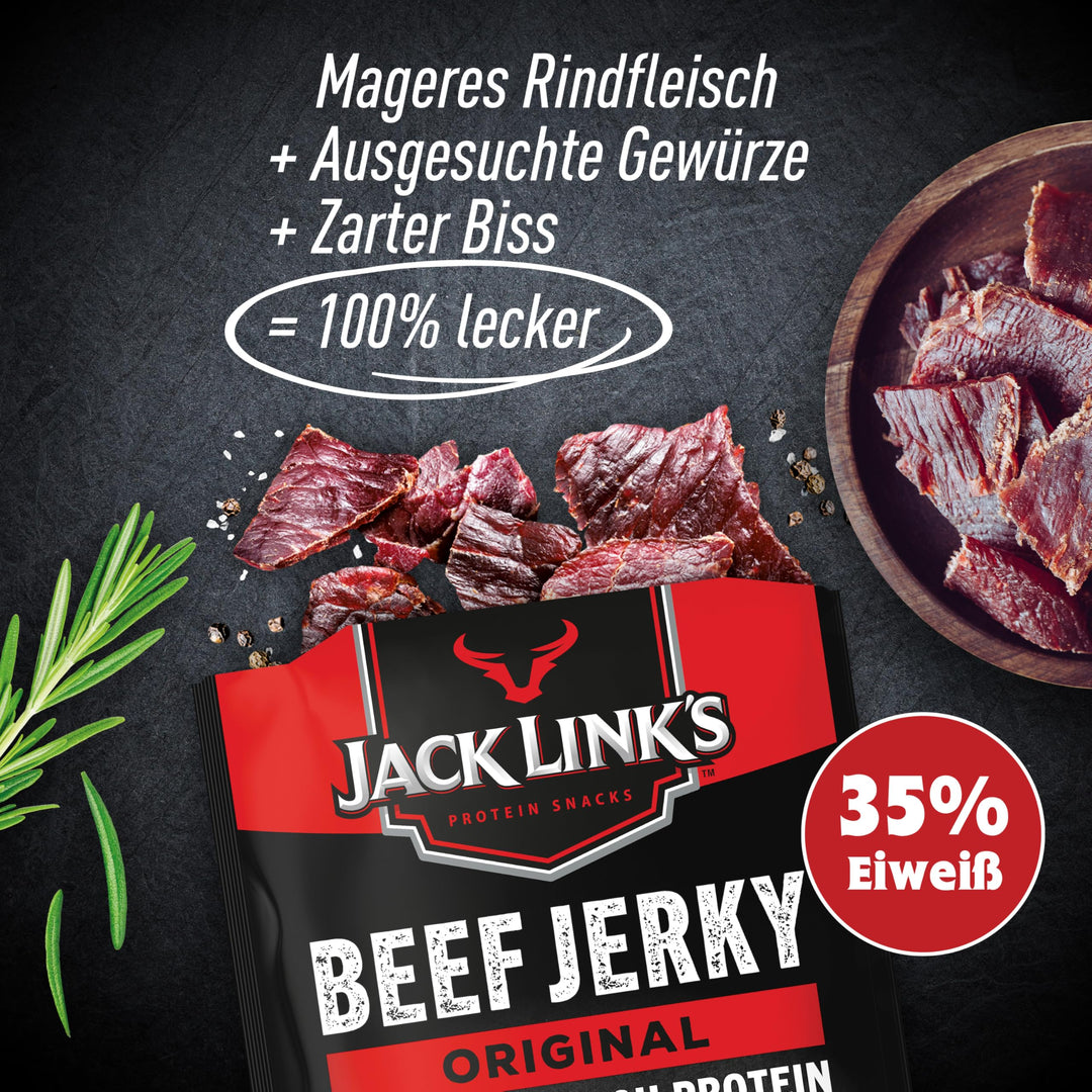 Jack Link's Beef Jerky Original - Box of 12 x 60g - High Protein Dried Meat Snack