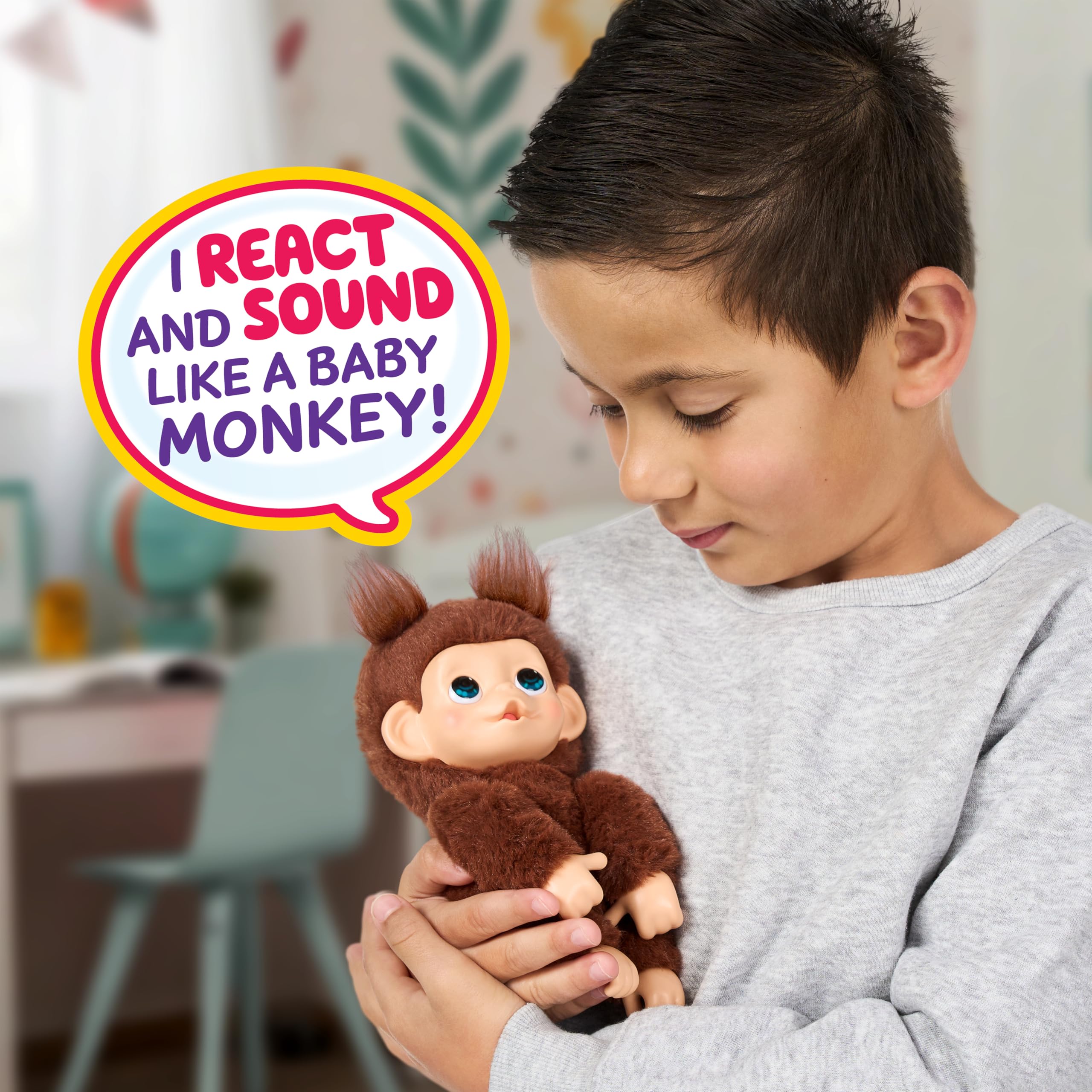 Little Live Pets Baby Monkey Minis - Chikki Cherry Interactive Plush Toy | 20+ Sounds | 7.4in Tall 6