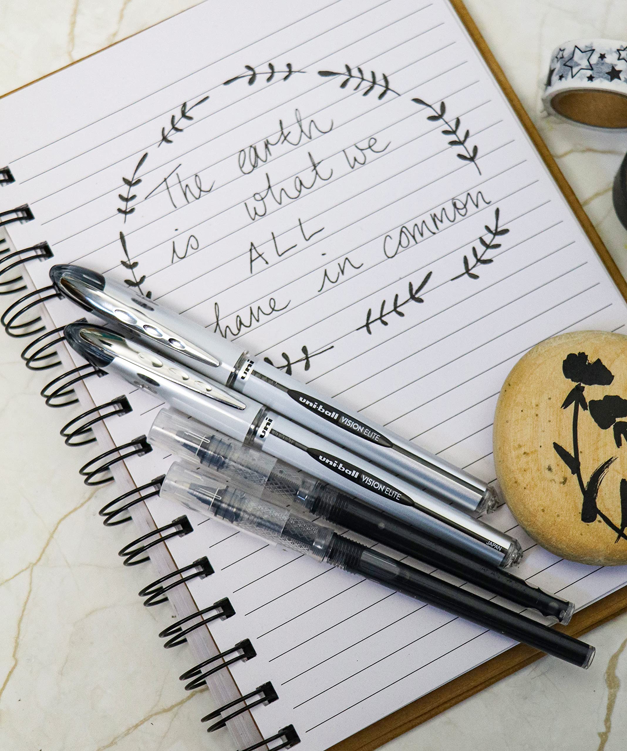 uni-ball Vision Elite Rollerball Pens - Medium 0.8mm Tip, Black Ink, 4-Piece Set 4
