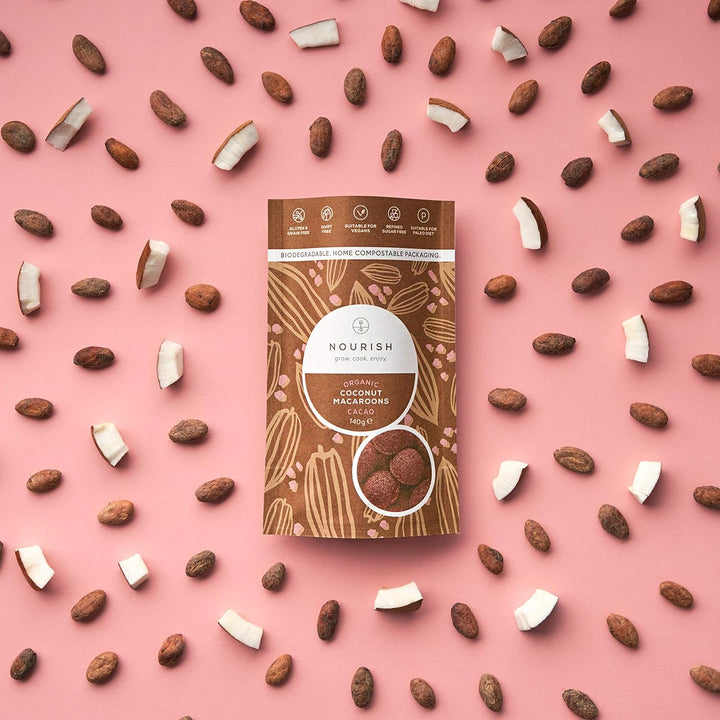 Nourish Organic Cacao Coconut Macaroons - Vegan, Gluten Free, Keto Snack