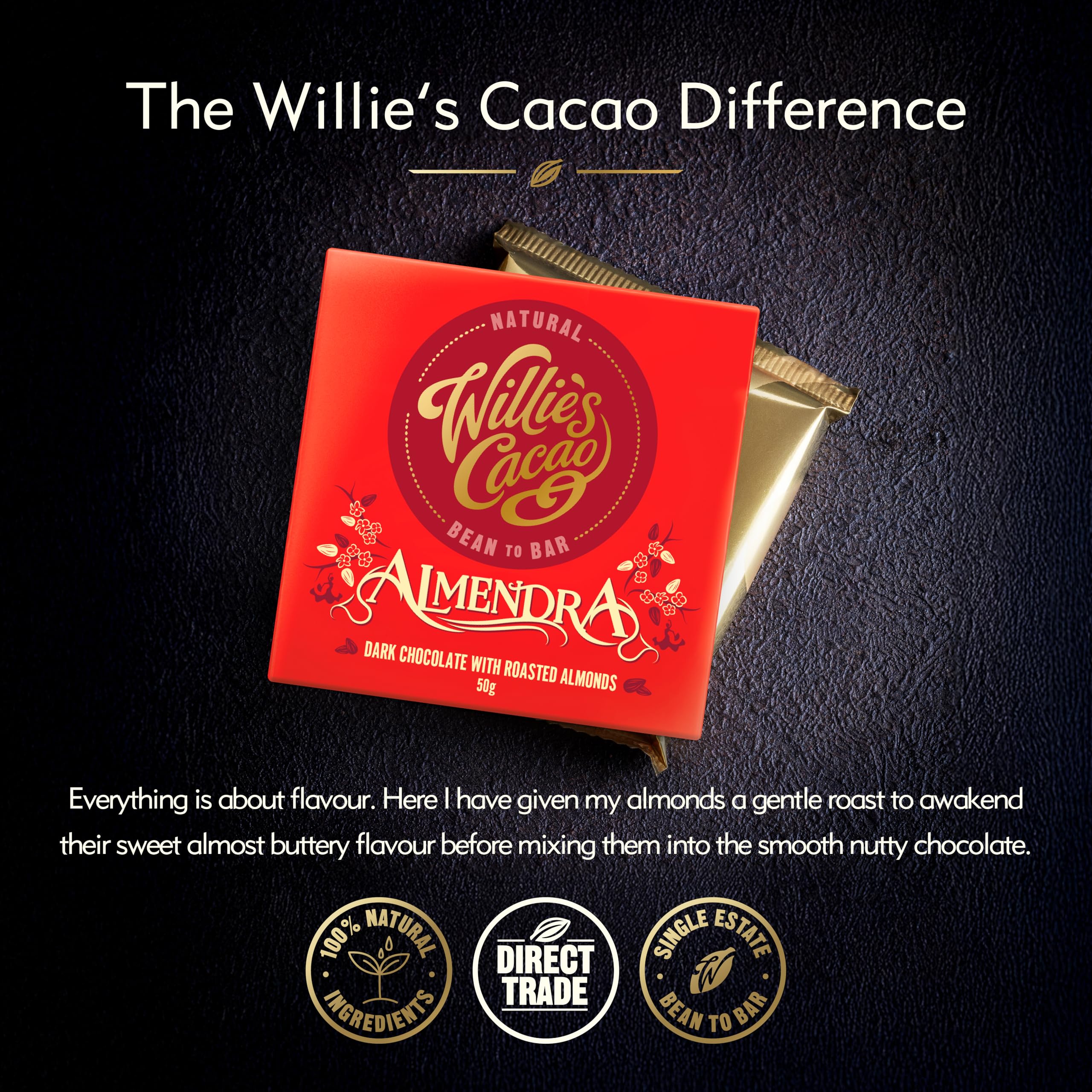 Willie's Cacao - Almendra 70% Dark Chocolate with Roasted Almonds Bar - 50g 9