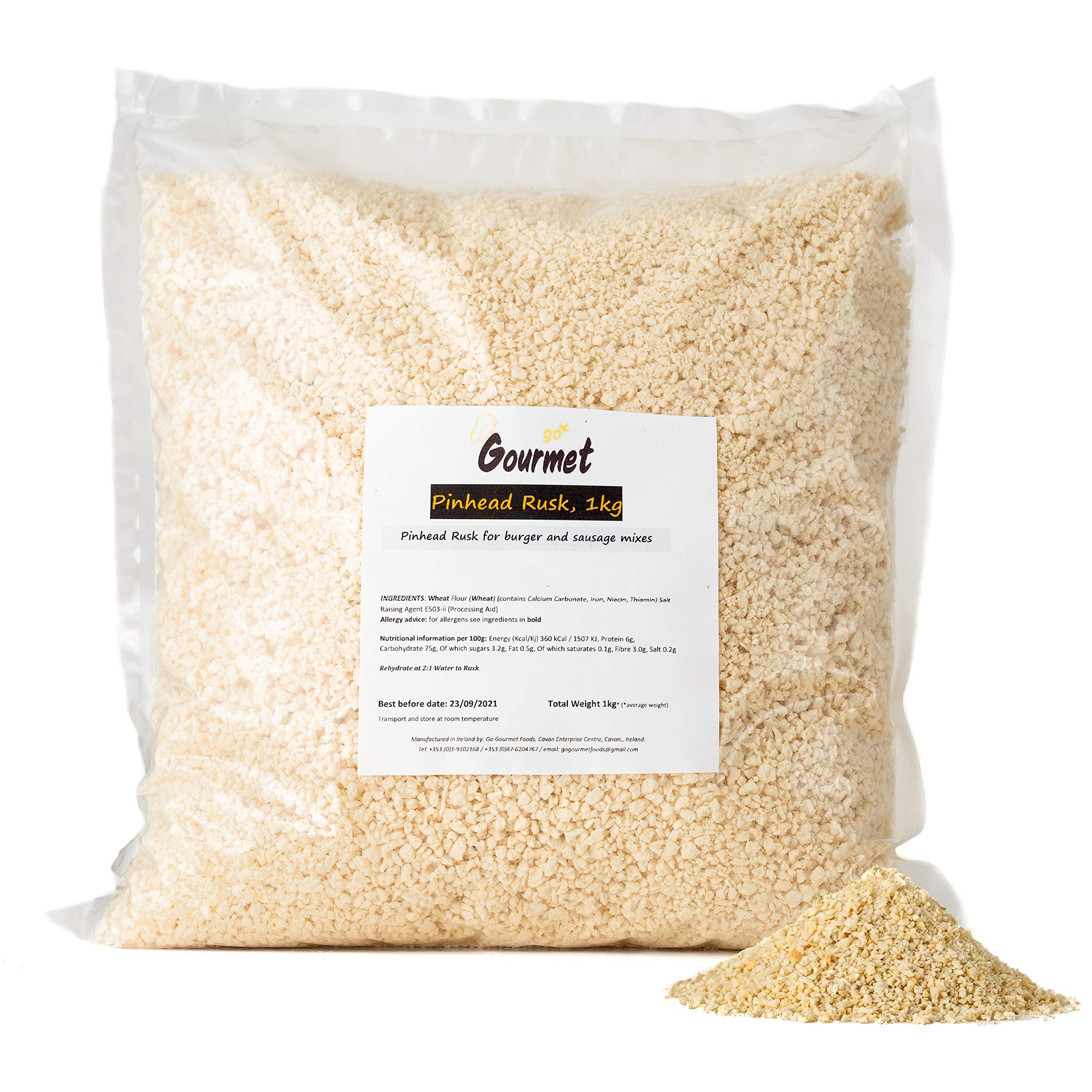 Go Gourmet Pinhead Rusk - Breadcrumbs for Burger Mix and Sausage Making - 1kg