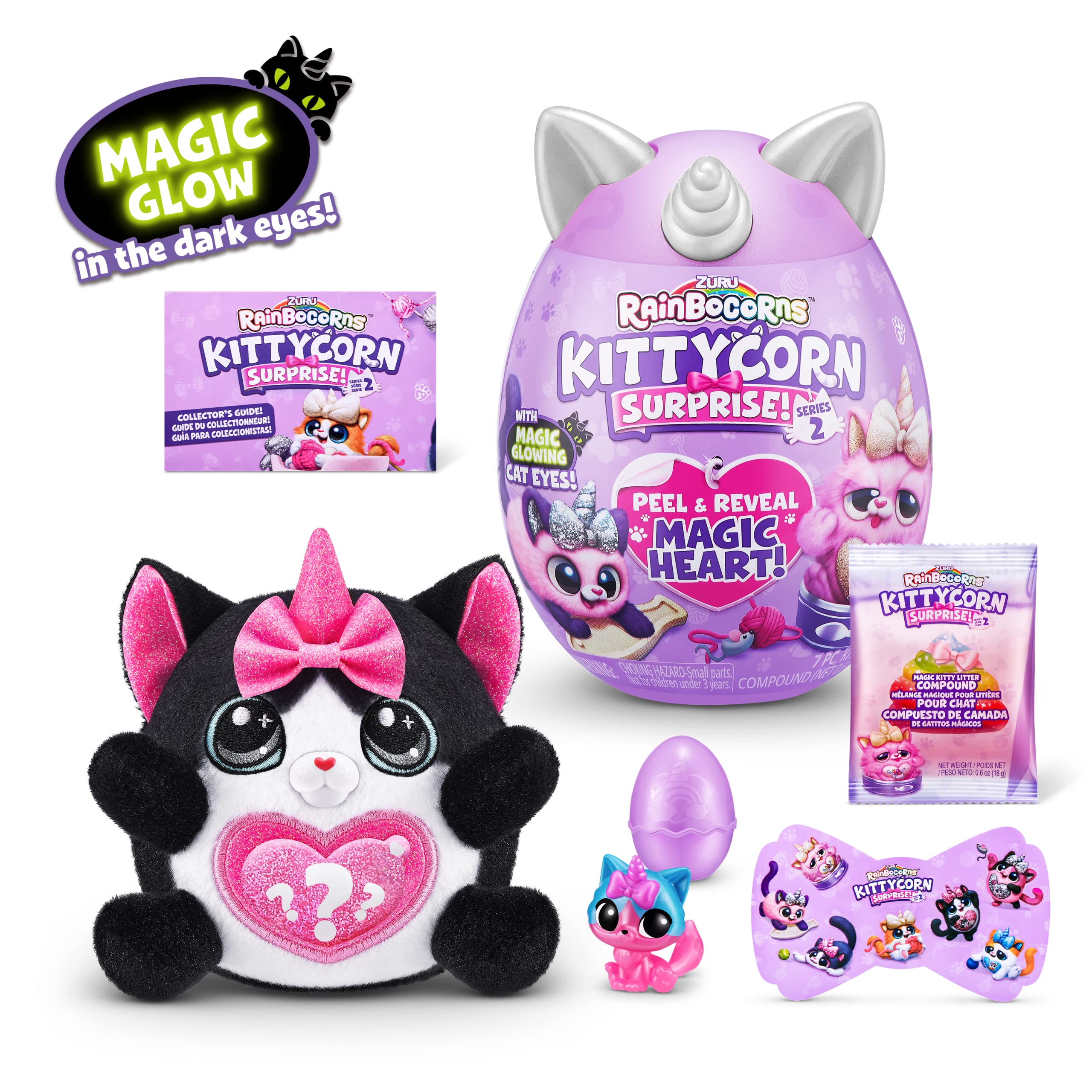 Rainbocorns Kittycorn Surprise Series 2 (Black Cat) by ZURU - Glow in the Dark Collectible Plush with 10 Unboxing Surprises 6