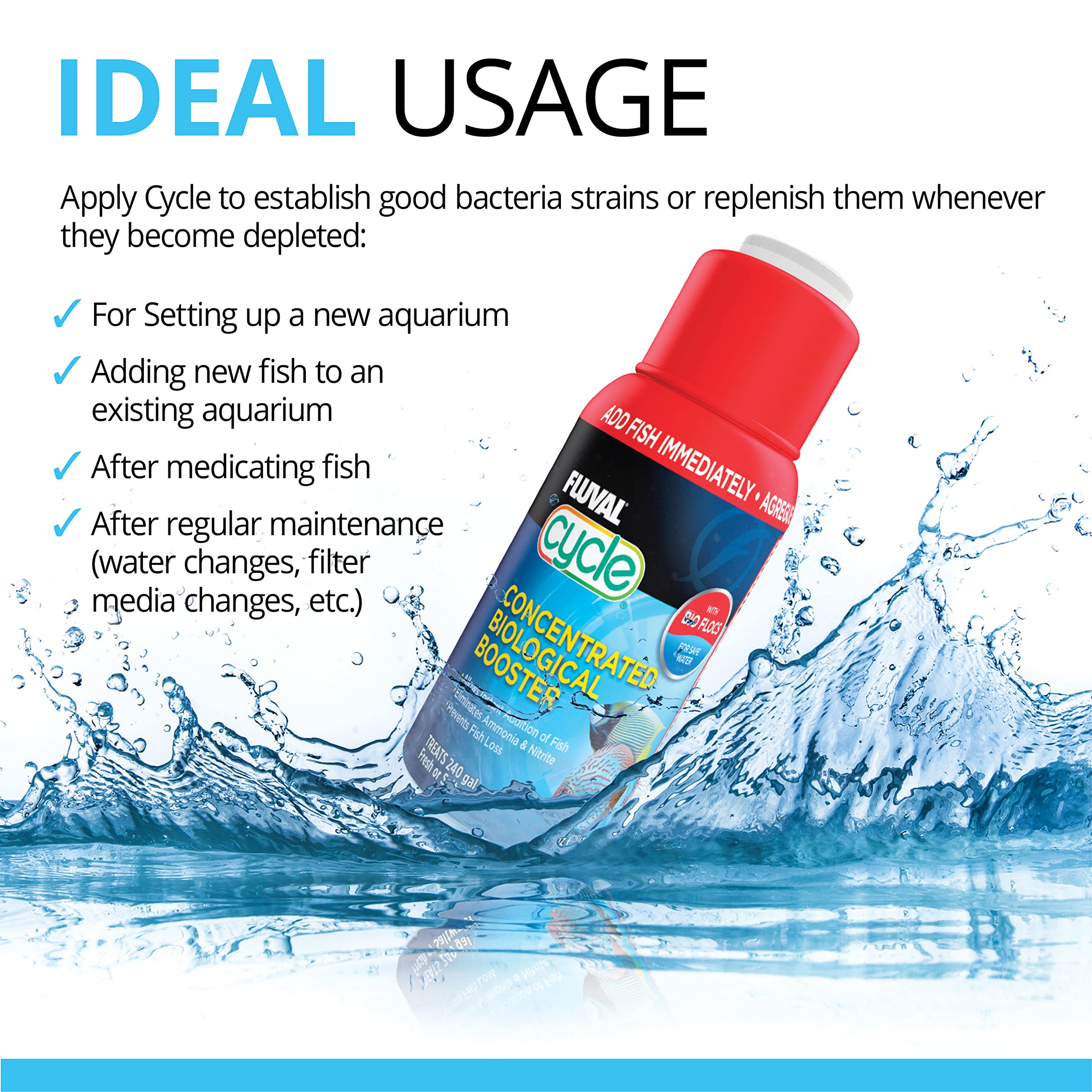 Fluval Cycle Biological Enhancer Water Treatment - Immediate Beneficial Bacteria Inoculation | 8.4 Oz Liquid 4
