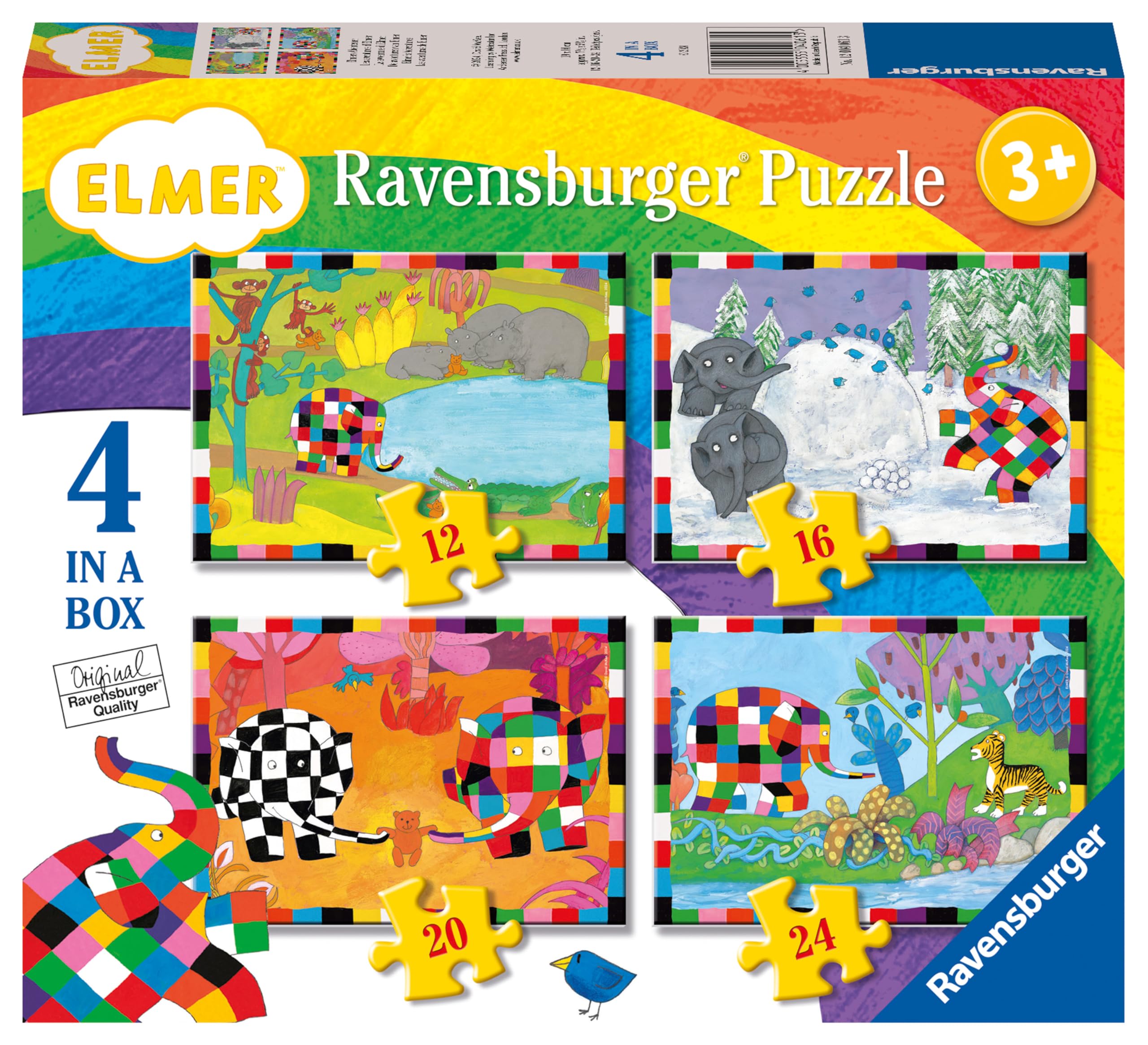 Ravensburger Elmer 4-in-a-Box Jigsaw Puzzle Set for Kids Ages 3 and Up 7