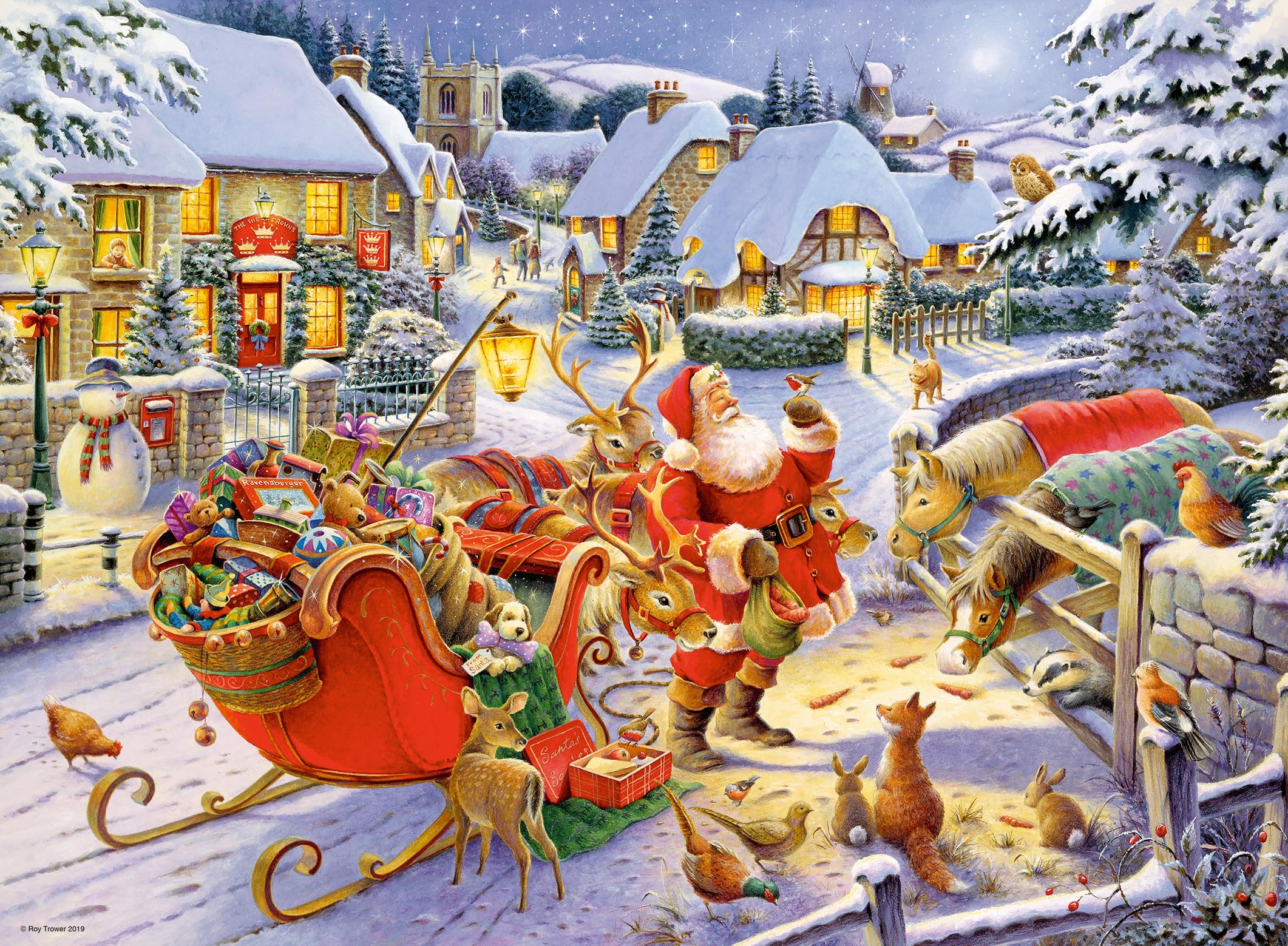 Ravensburger Christmas Collection No. 1: Christmas Market & Santa's Christmas Supper 1000-Piece Puzzle for Adults and Kids 10+