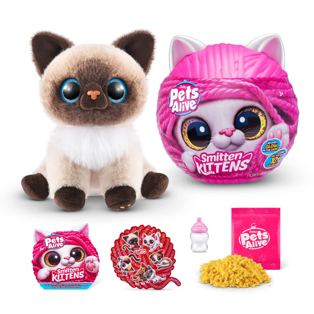 Pets Alive Smitten Kitten Mooloo - Interactive Electronic Plush with 10 Real Kitten Sounds, Ages 3+
