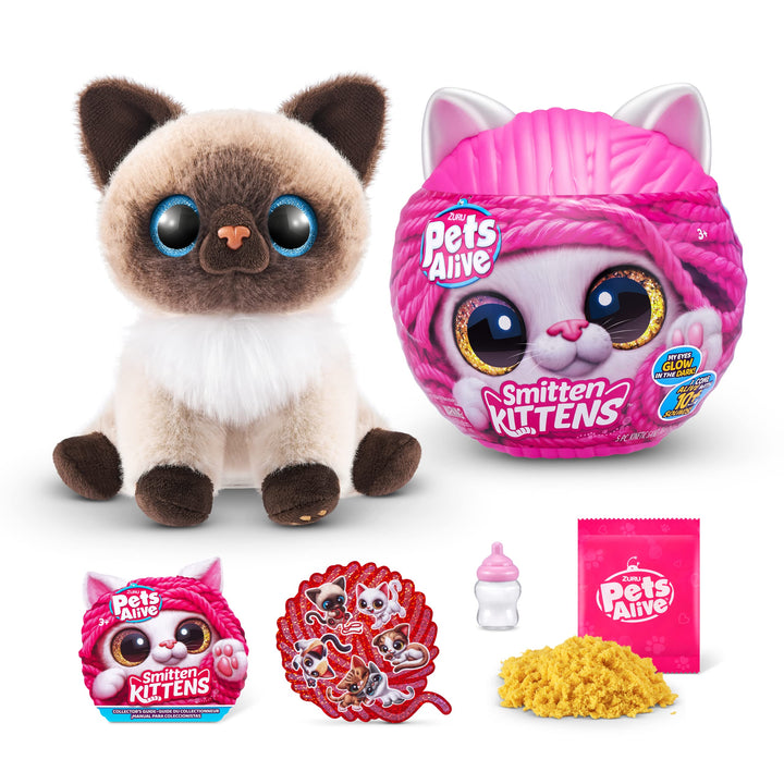 Pets Alive Smitten Kitten Mooloo - Interactive Electronic Plush with 10 Real Kitten Sounds, Ages 3+