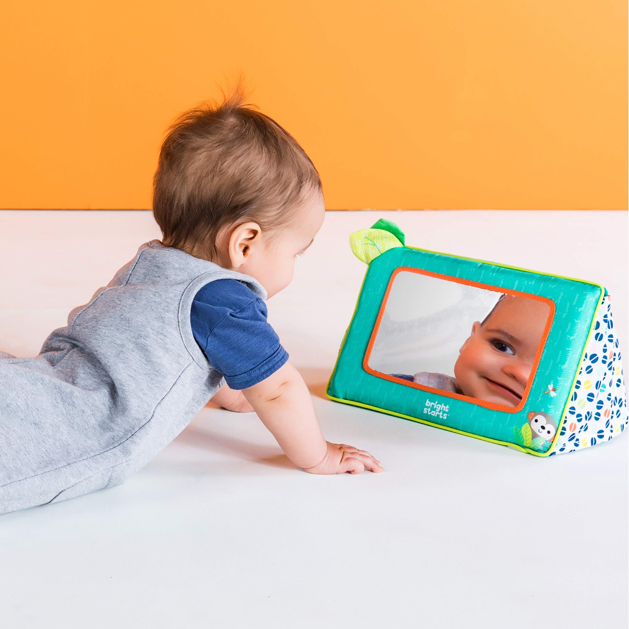Bright Starts Sit and See Safari Floor Mirror - Green | Tummy Time & Sit Play | Ages 0-36 Months