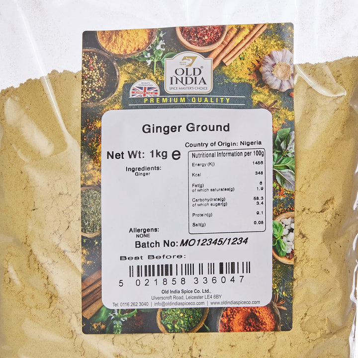 Old India Ground Ginger (1kg) - 100% Natural, GMO-Free Spice for Curries, Soups & Stews