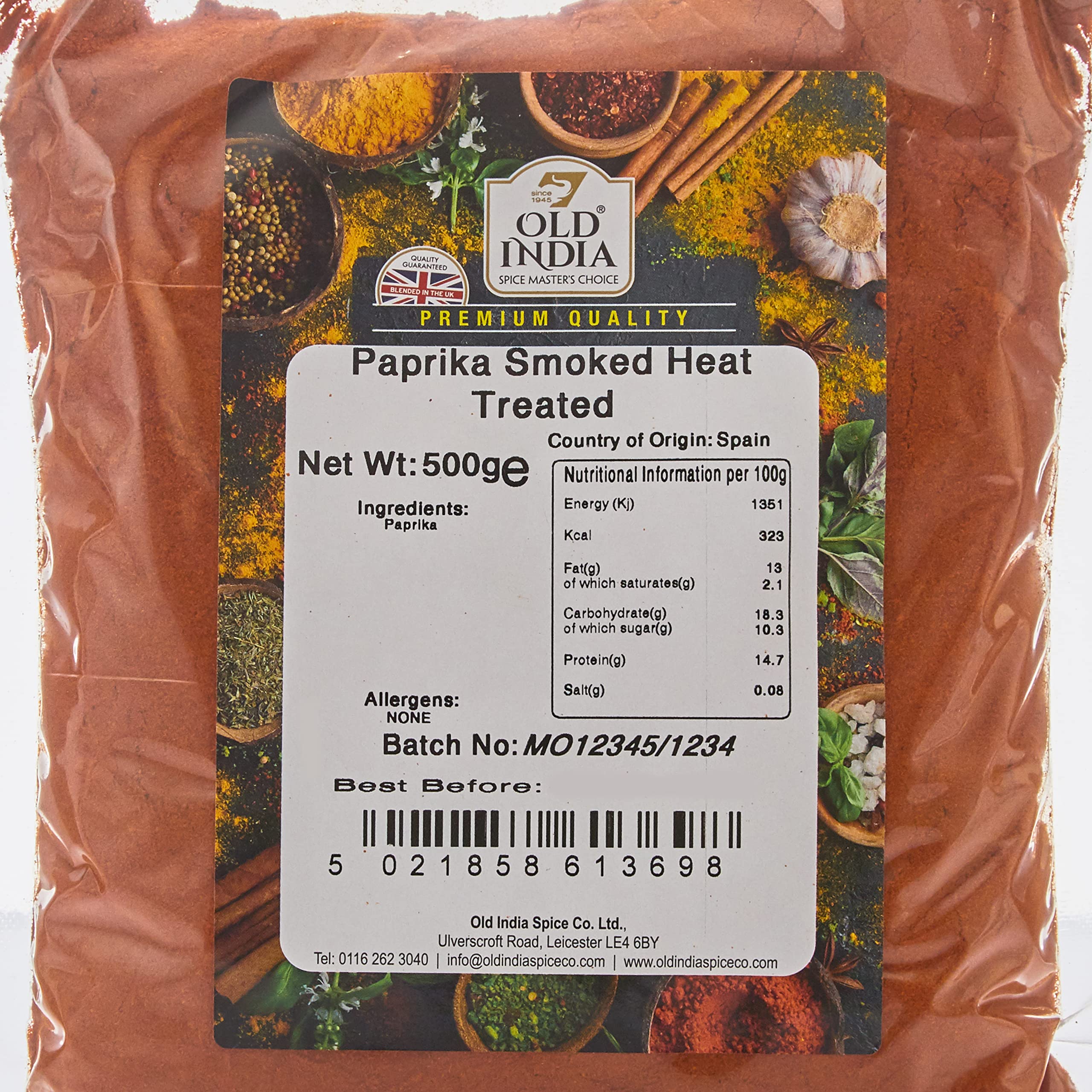 Old India Smoked Heat Treated Paprika Powder - 500g Natural Additive Free Seasoning