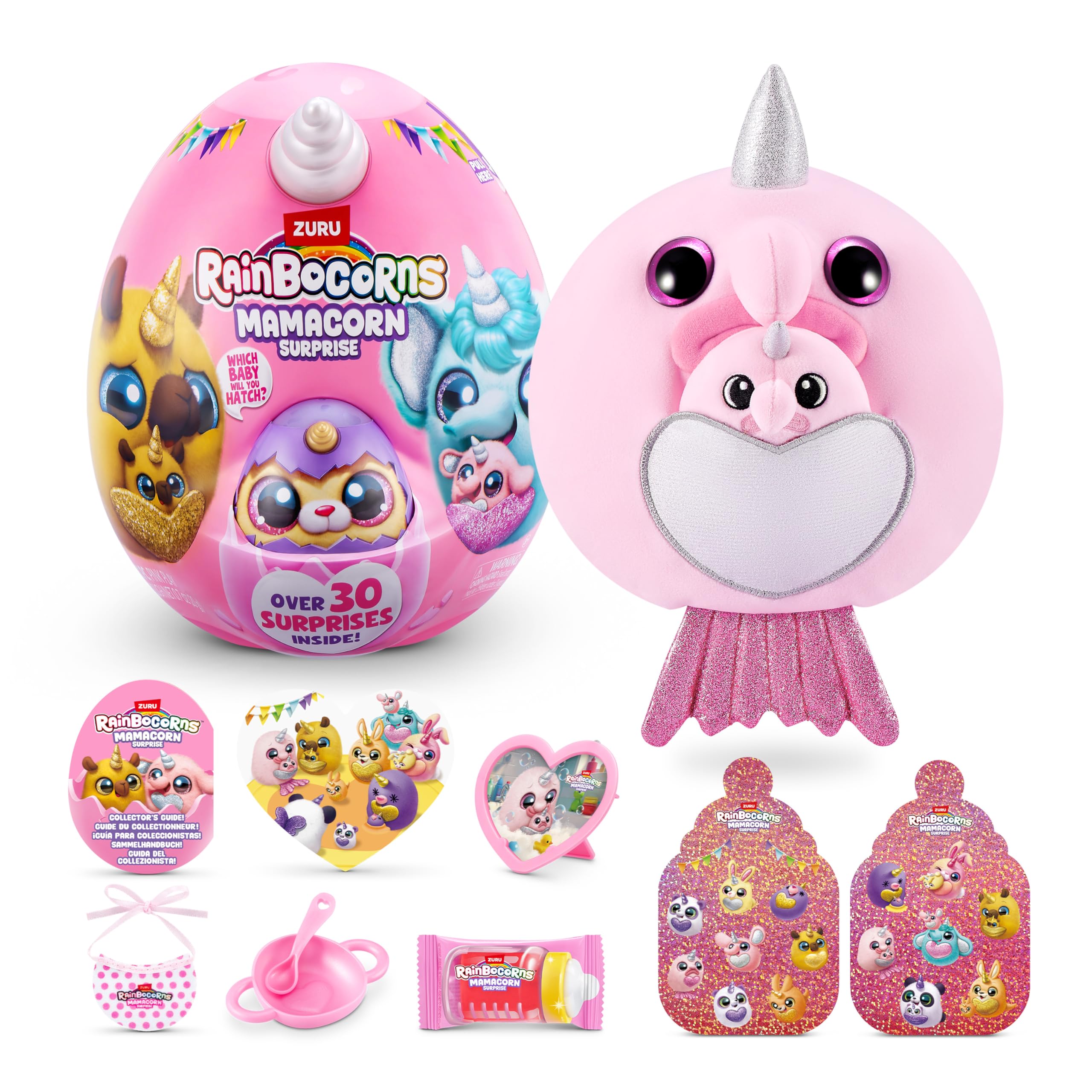 Rainbocorns Mamacorn Surprise by ZURU - Collectible Plush Toy with 30+ Surprises for Girls 3+