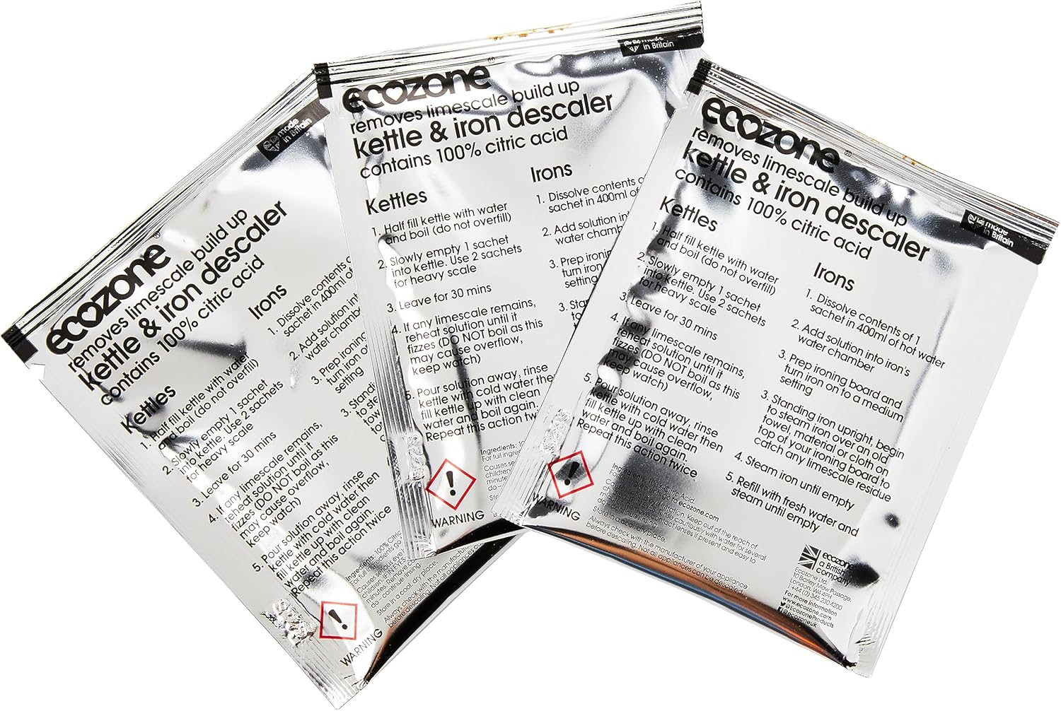 Ecozone Kettle & Iron Descaler - 3-Sachet Pack for Limescale Removal 4