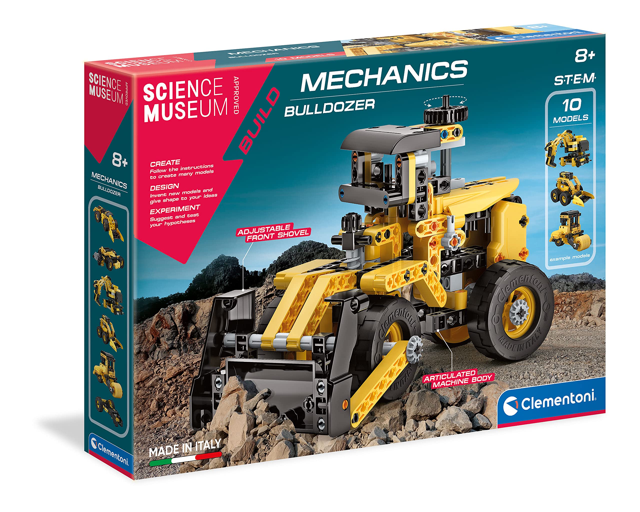 Clementoni Mechanics Laboratory Bulldozer Building Set for Kids 8 Years and Older