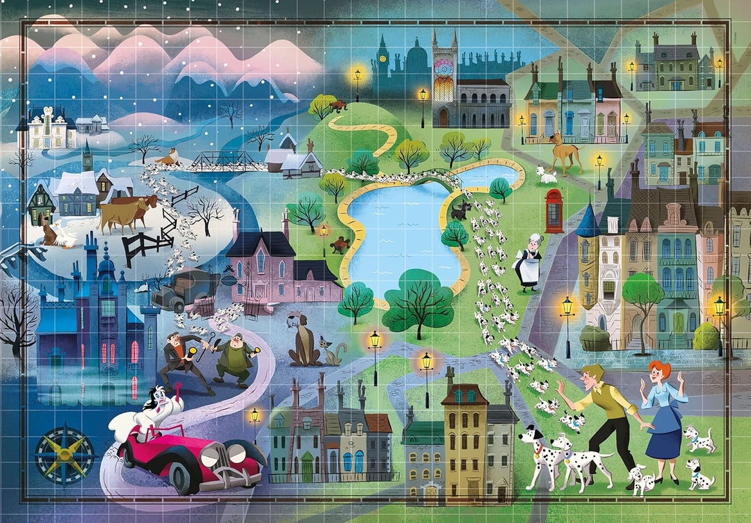 Clementoni 39665 Dalmatas 1000pcs Disney Maps 101 Dalmatians Puzzle - 1000 Pieces for Adults