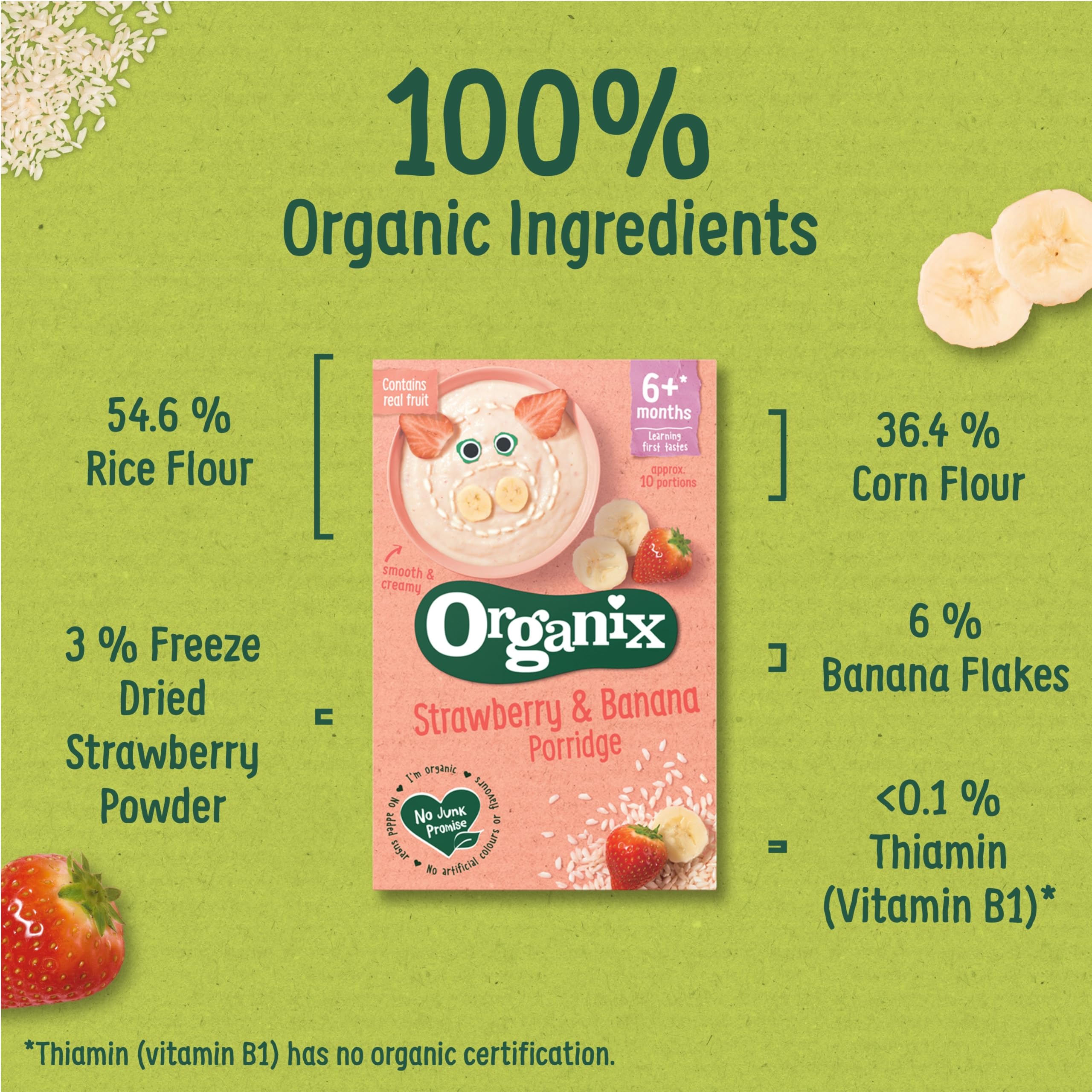 Organix Strawberry & Banana Organic Baby Porridge - 6+ Months, 120 g (Pack of 5)