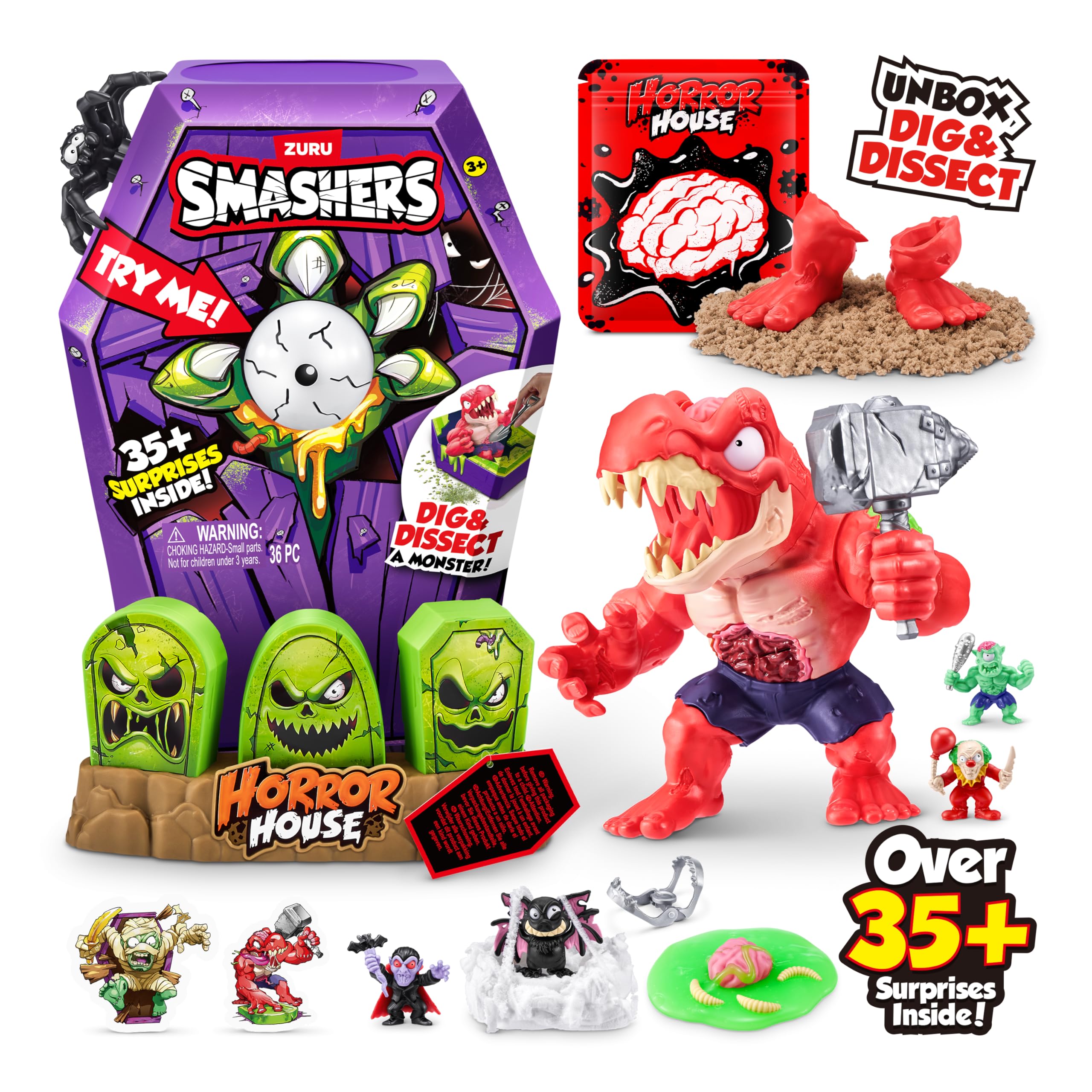 Smashers Mega Horror House (Zombie Rex) by ZURU - Interactive Dig & Dissect Playset for Kids 8