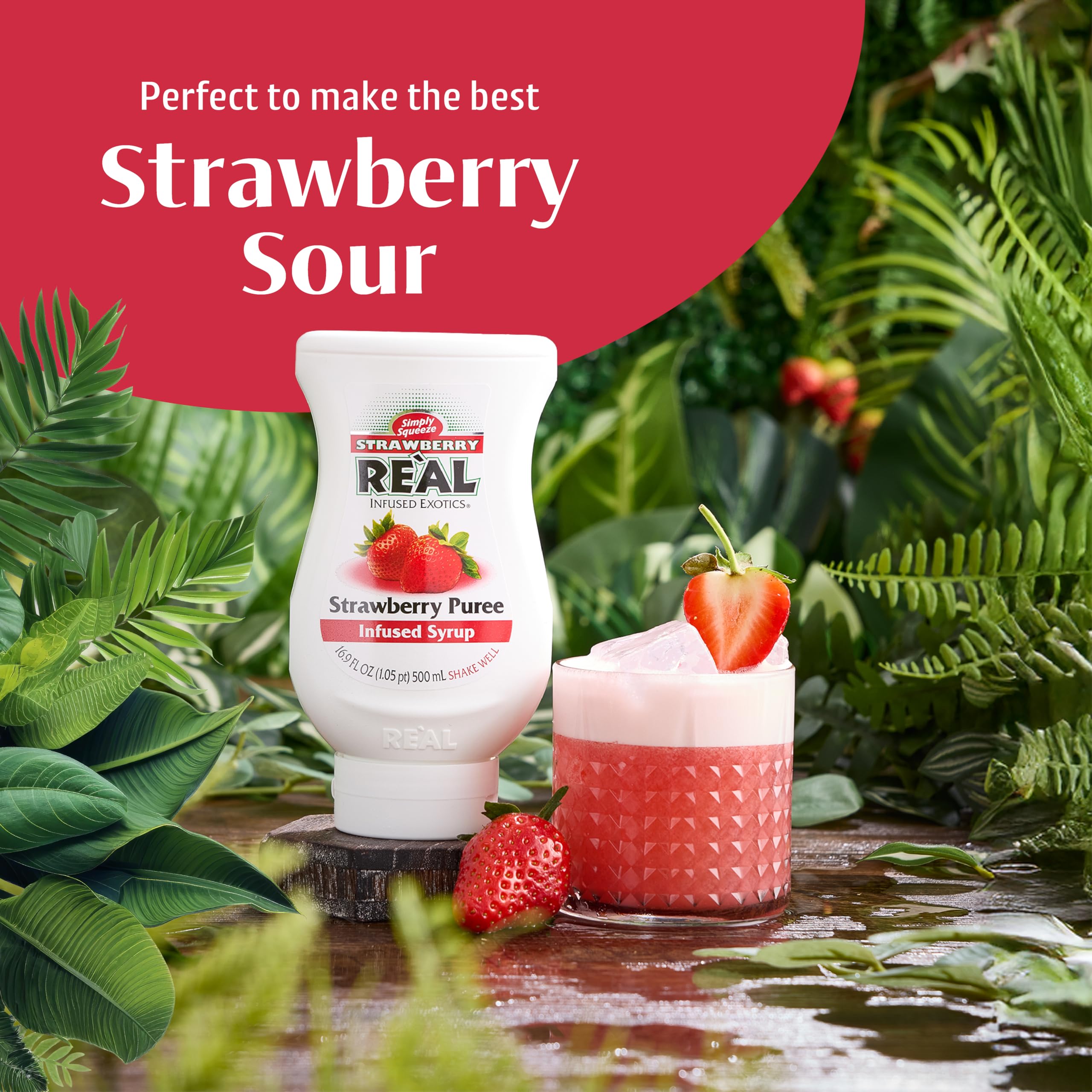 Reàl Infused Exotics Strawberry Fruit Syrup - 40% Real Strawberry Puree | 500ml Squeezy Bottle 4