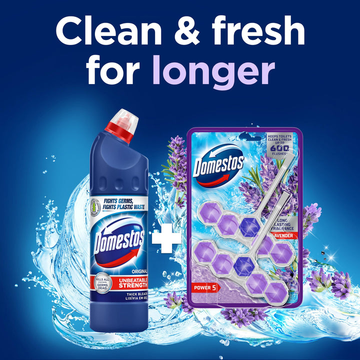 Domestos - Power 5 Lavender Toilet Rim Blocks 2x 50 g