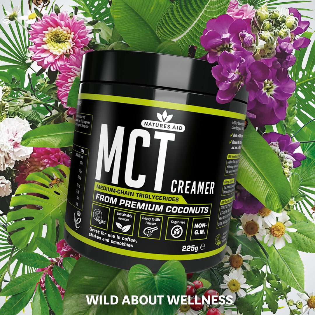 Natures Aid MCT Oil Creamer Powder - Vegan, Sustainably Sourced, Rapidly Absorbed for Energy - 100% Coconut Oil