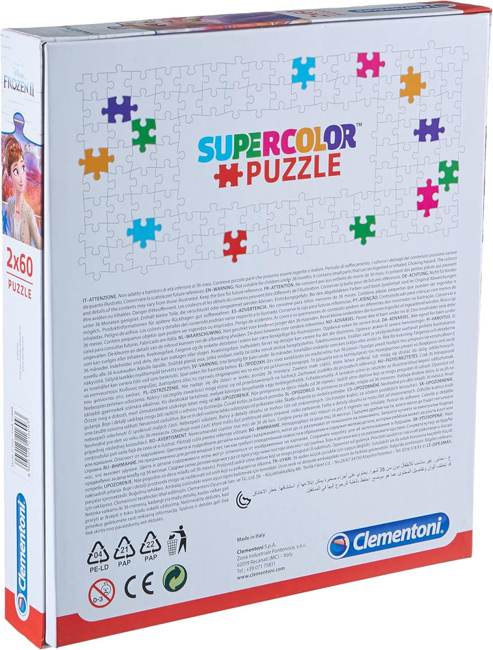 Clementoni Frozen 2 Supercolor Puzzle for Children - 2 x 60 Pieces (21609)