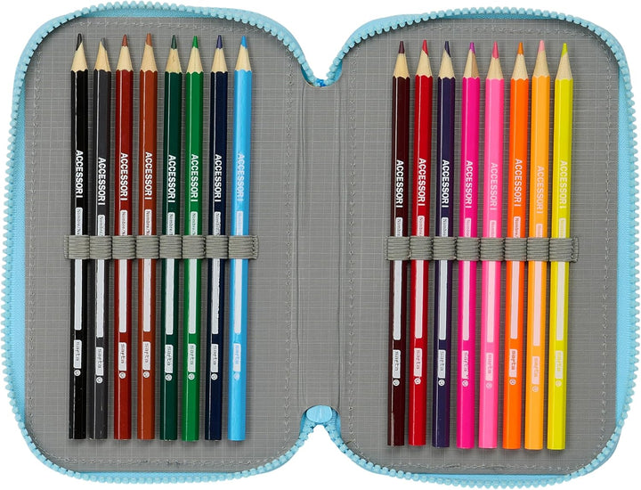 Safta Blue School Pencil Case with 36 Tools Included, Children's Pencil Case (M857-412433857)