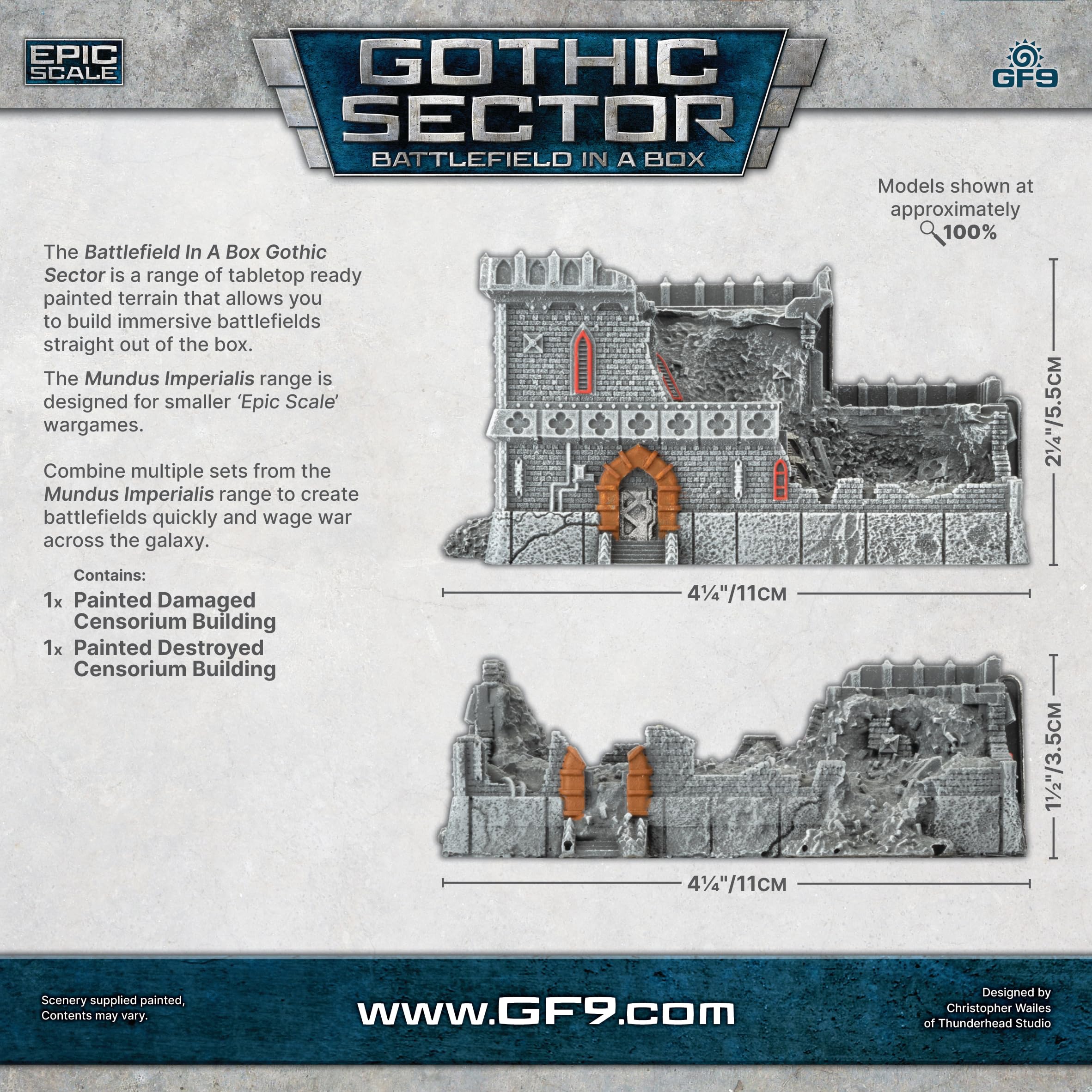 Gale Force Nine Mundus Imperialis Censorium - Damaged & Destroyed Terrain Set | Epic Scale