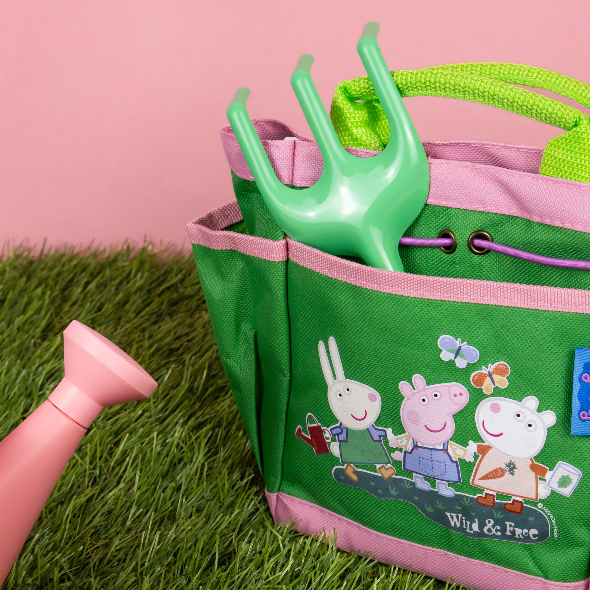 Robert Frederick Peppa Pig Children’s Gardening Set - 5-Piece Tool Set with Carry Bag | Green and Pink 6
