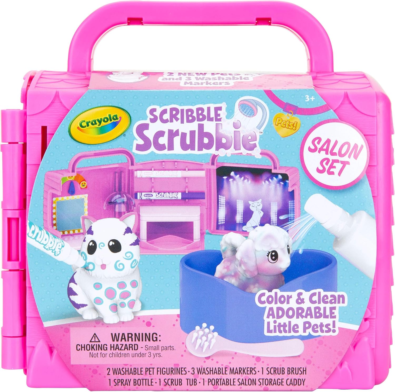 Crayola Pets Beauty Salon Playset - Flocked Dog & Cat Figurines with Washable Markers 1