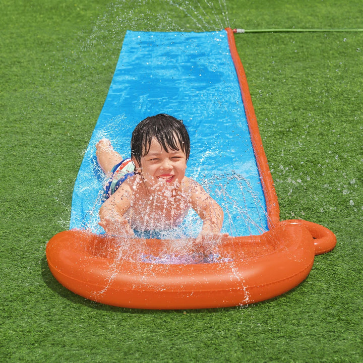 Bestway H20GO Single Water Slide - 4.88m Inflatable Slip and Slide with Built-In Sprinklers for Kids 3+