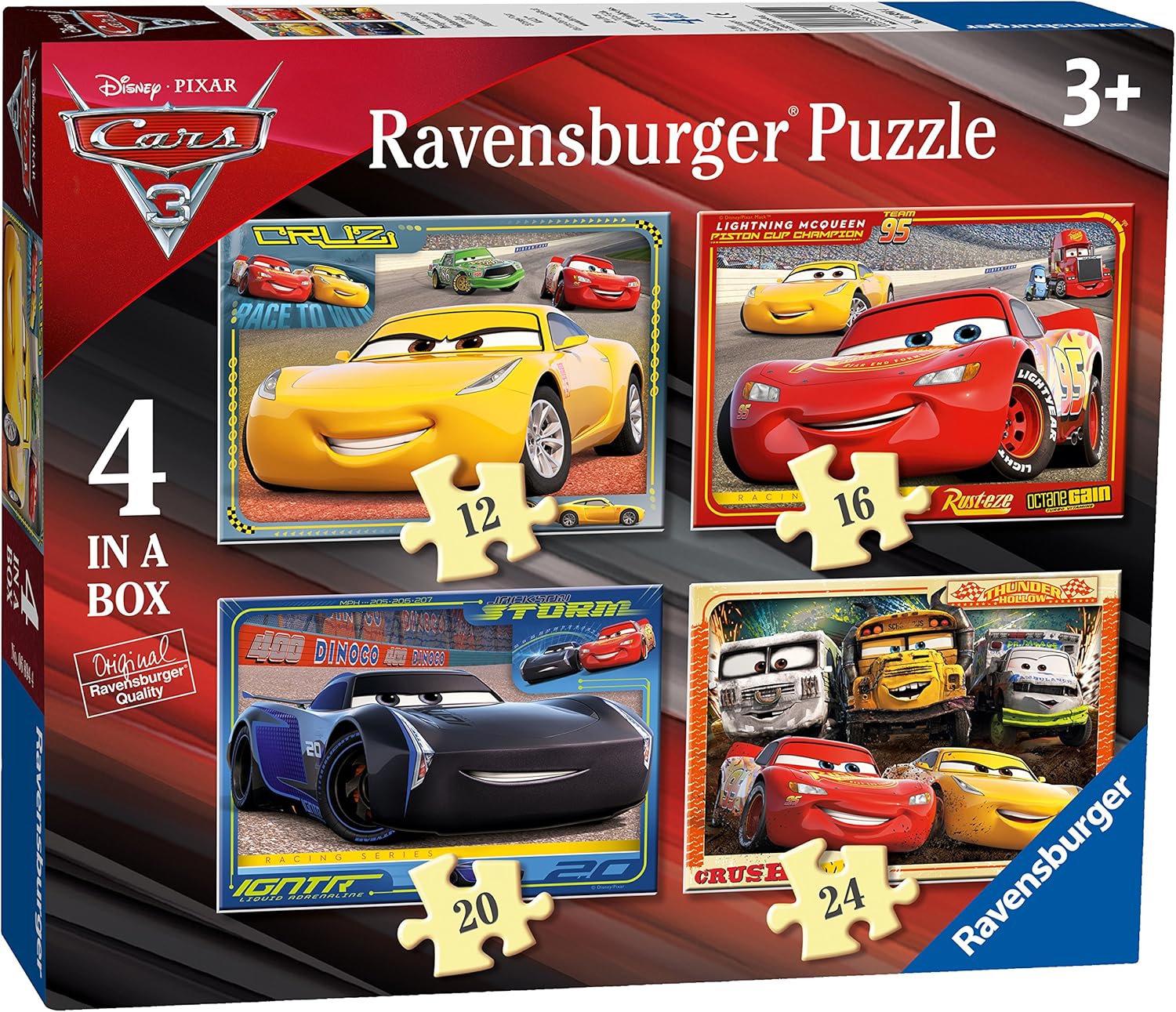 Ravensburger Disney Pixar Cars 4-in-Box Jigsaw Puzzles (12, 16, 20, 24 Pieces) - Ages 3+ 1