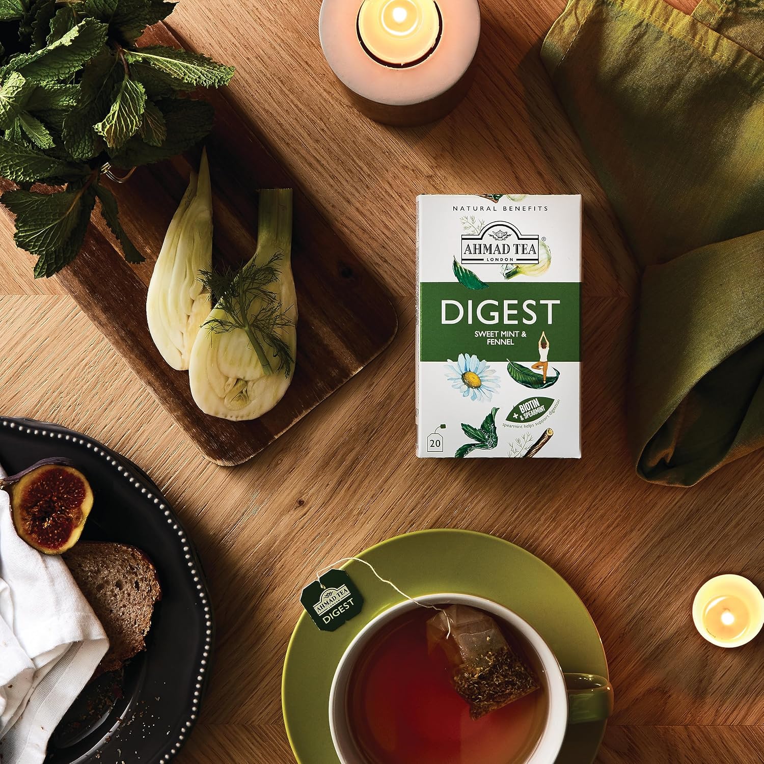 Ahmad Tea Digest Infusion - Sweet Mint & Fennel Herbal Tea with Biotin - 20 Teabags 8