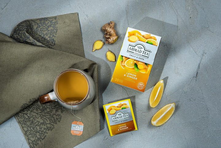 Ahmad Tea Lemon & Ginger Fruit & Herbal Infusion - 20 Individually Foil-Wrapped Teabags