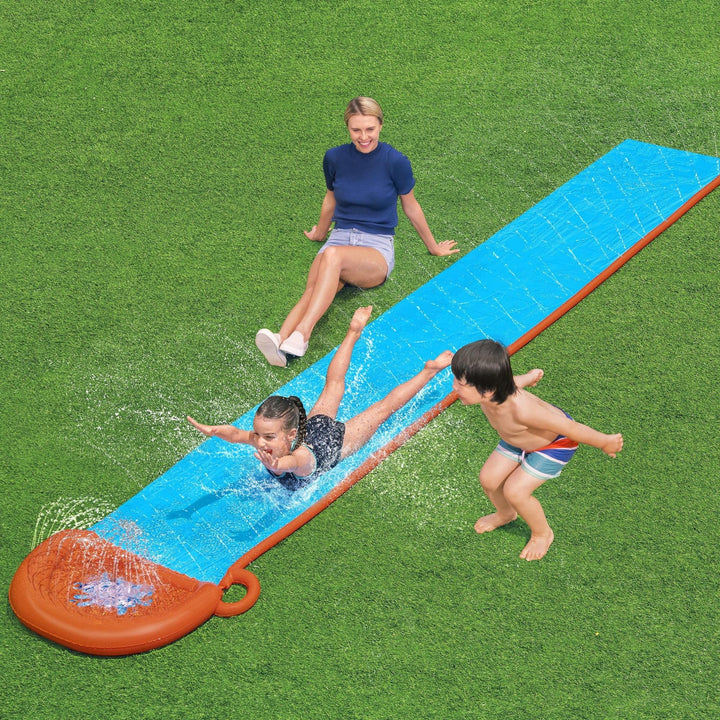 Bestway H20GO Single Water Slide - 4.88m Inflatable Slip and Slide with Built-In Sprinklers for Kids 3+