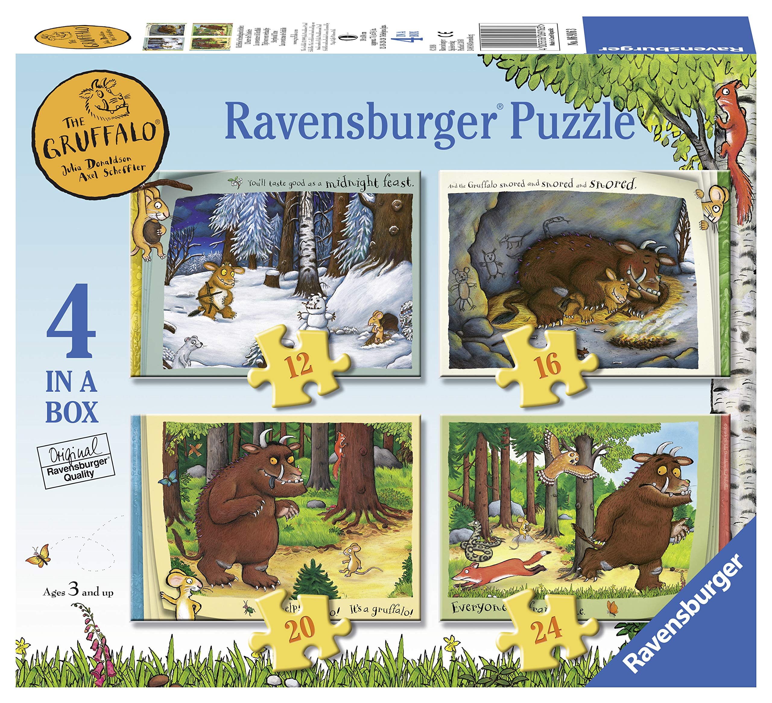 Ravensburger The Gruffalo 4 in 1 Jigsaw Puzzle Set | 12, 16, 20, 24 Pieces | Ages 3+