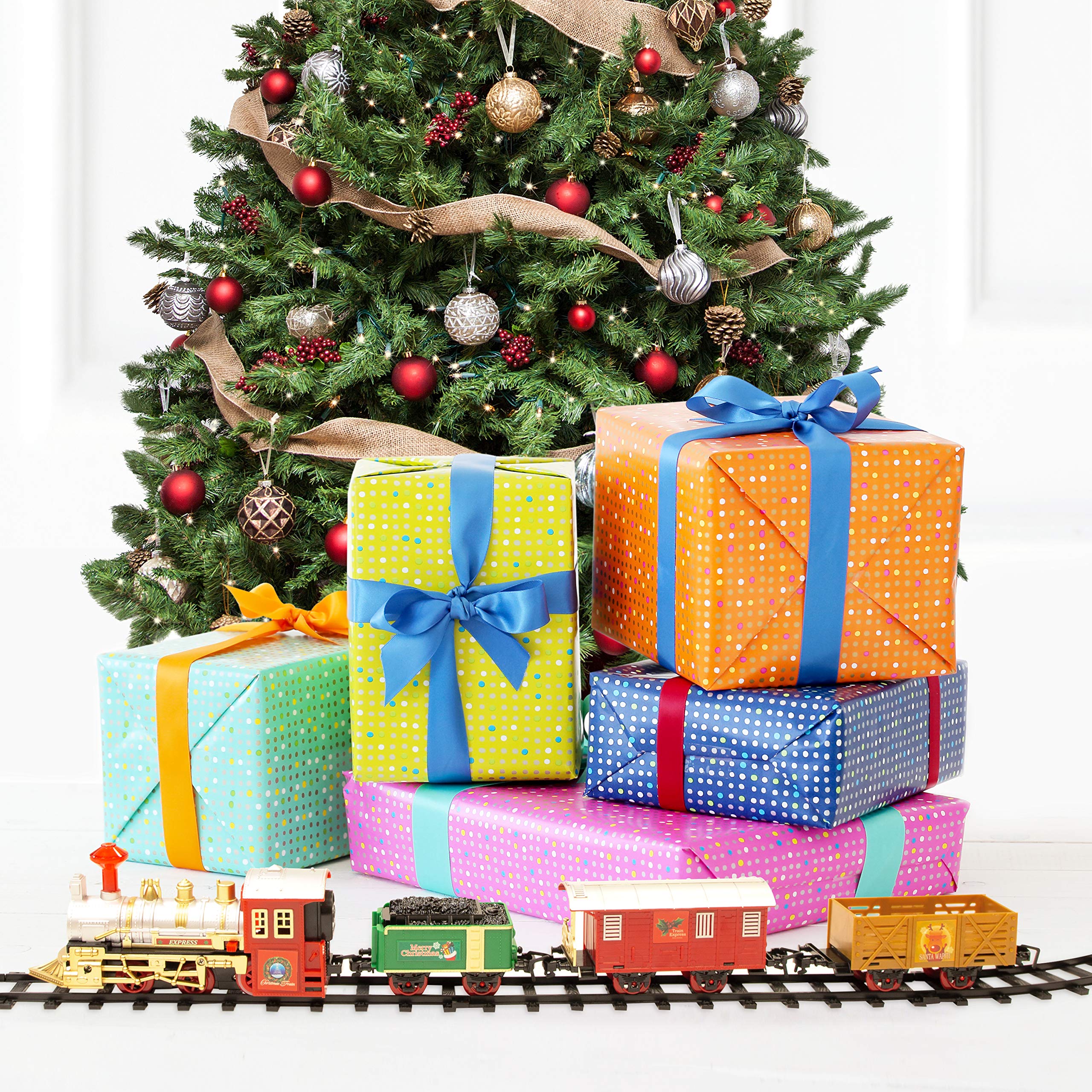 The Christmas Workshop Christmas Train Set - 14-Piece Festive Playset with Lights & Sounds 9