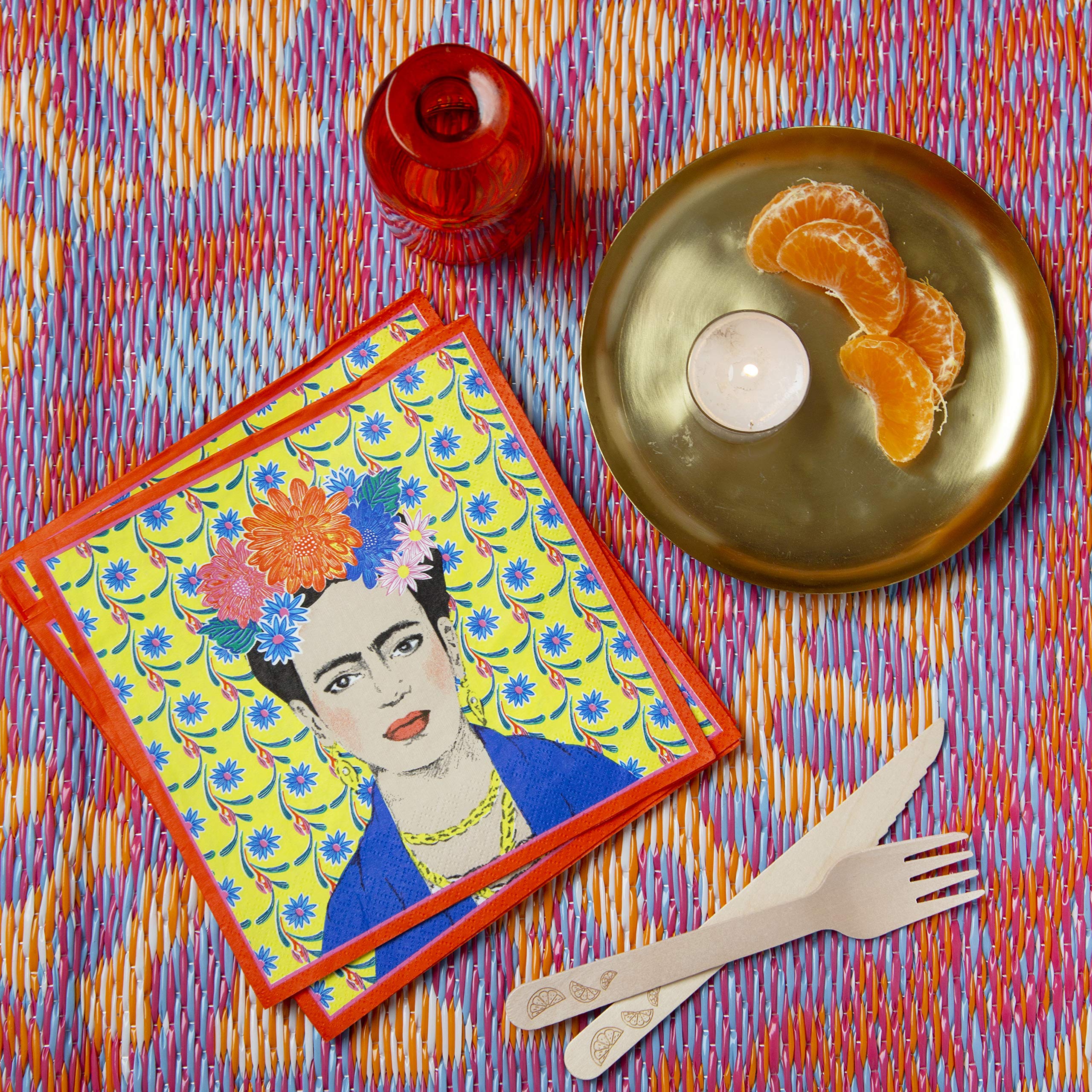 Talking Tables Frida Kahlo Paper Napkins - Yellow, 33cm x 33cm, 20 Pack 4