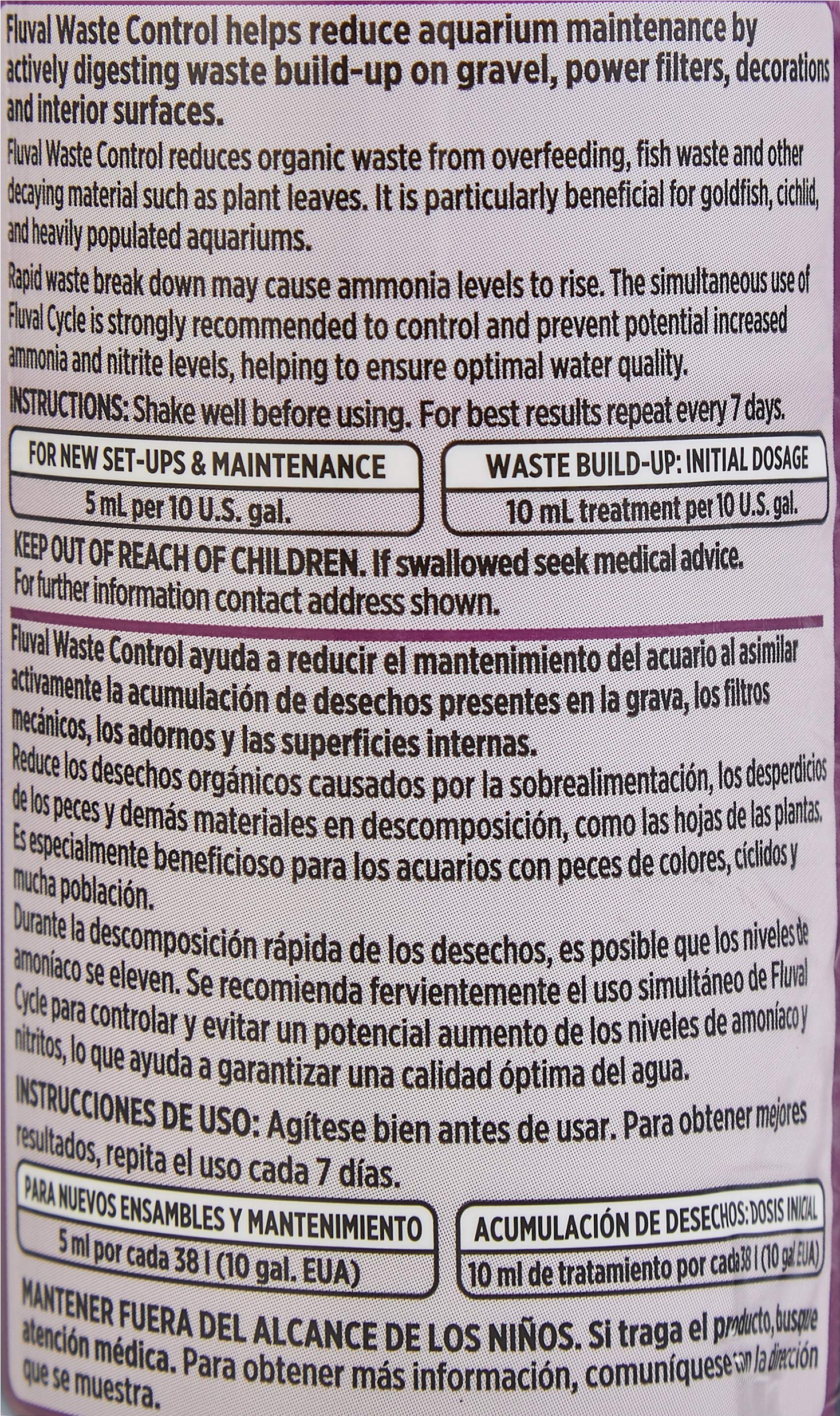 Fluval Waste Control Biological Cleaner - Reduces Aquarium Waste Build Up | Liquid 8.4 Oz. 4