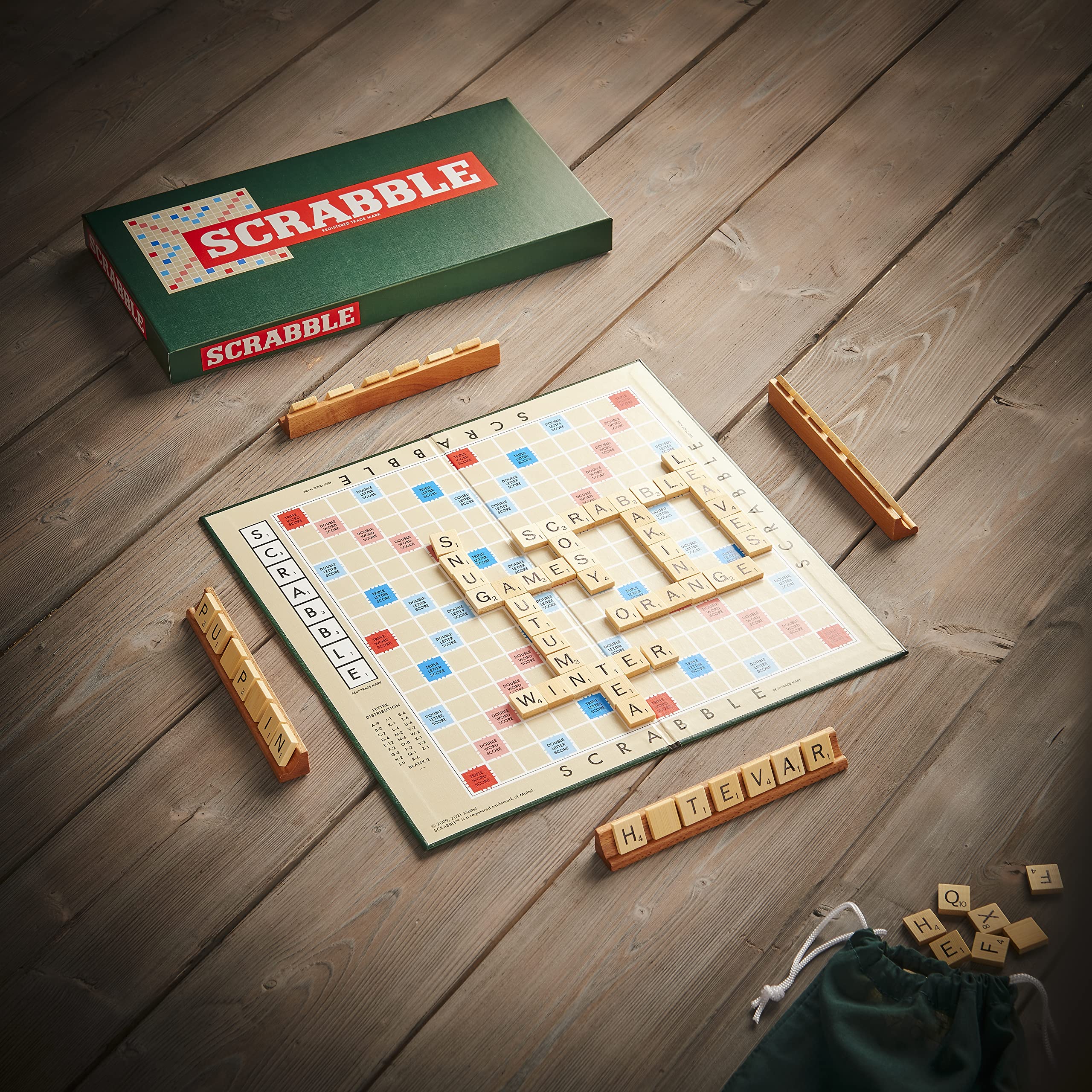 Ideal Scrabble Classic - Reproduction of 1950's Design | 100 Wooden Tiles | 2-4 Players | Ages 10+ 6