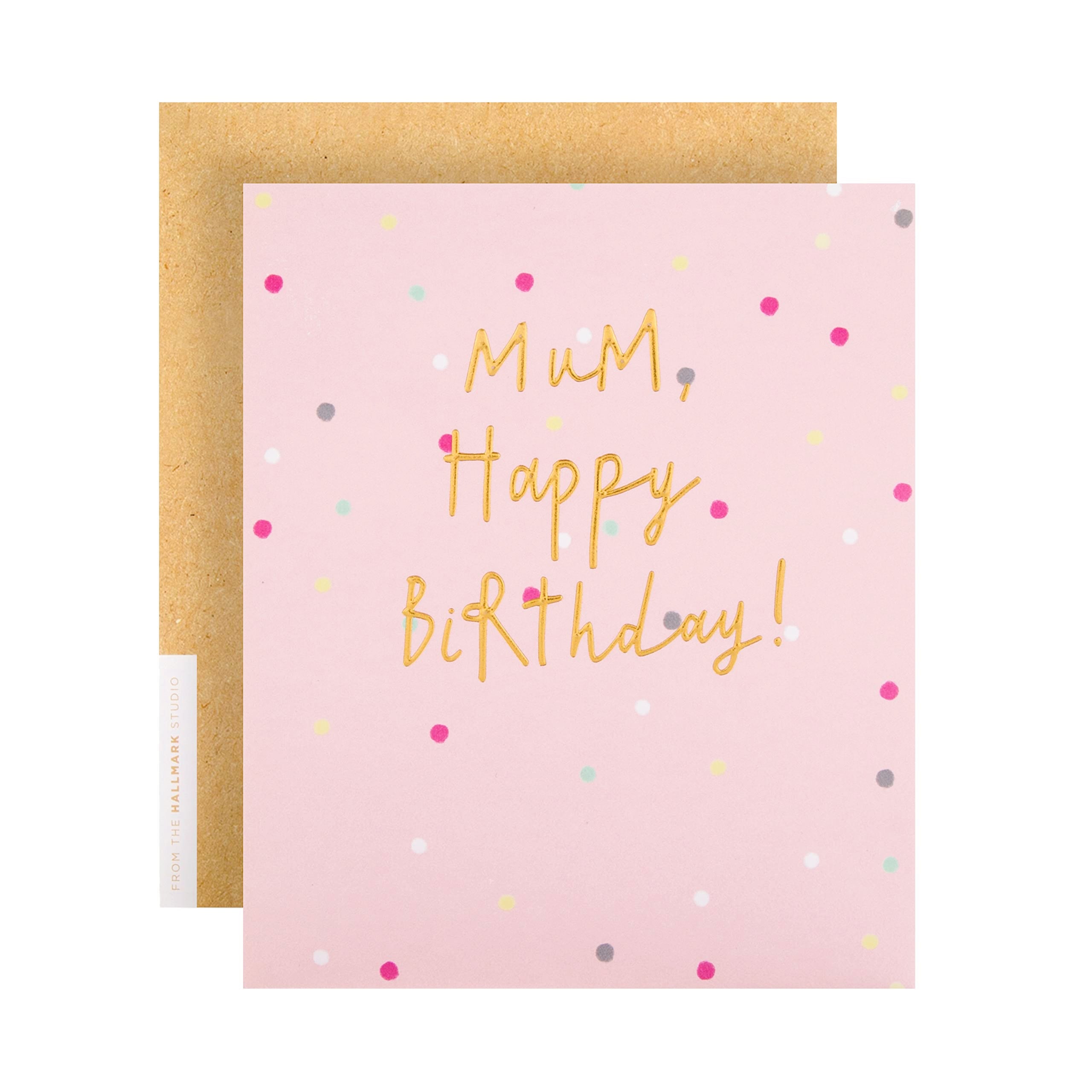 Hallmark Birthday Card for Mum - Polka Dots Design with Gold Foil & Embossed Details | 16.2cm x 13.5cm 1