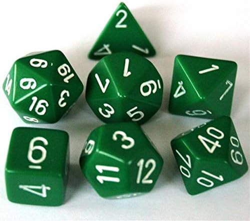 Chessex Polyhedral 7-Die Opaque Dice Set - Green with White